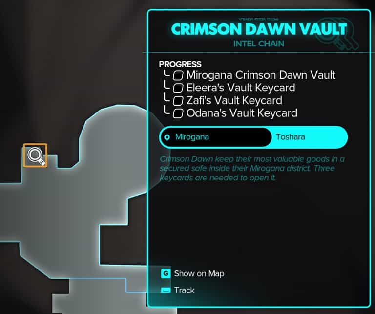 Toshara Crimson Dawn Vault Keycards Intel