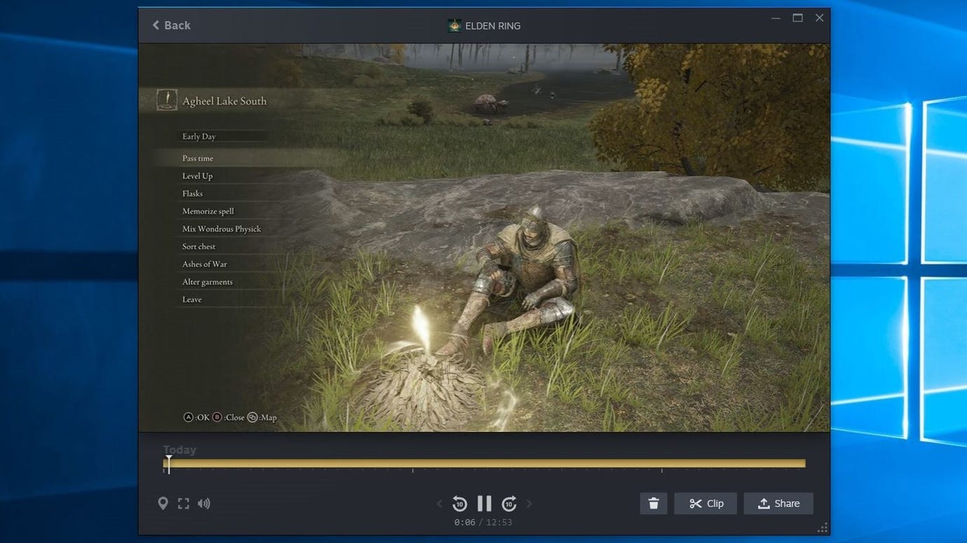 Шаг 1 редактирования клипов записи игр Steam: Откройте клип, нажав на него на странице библиотеки Steam.