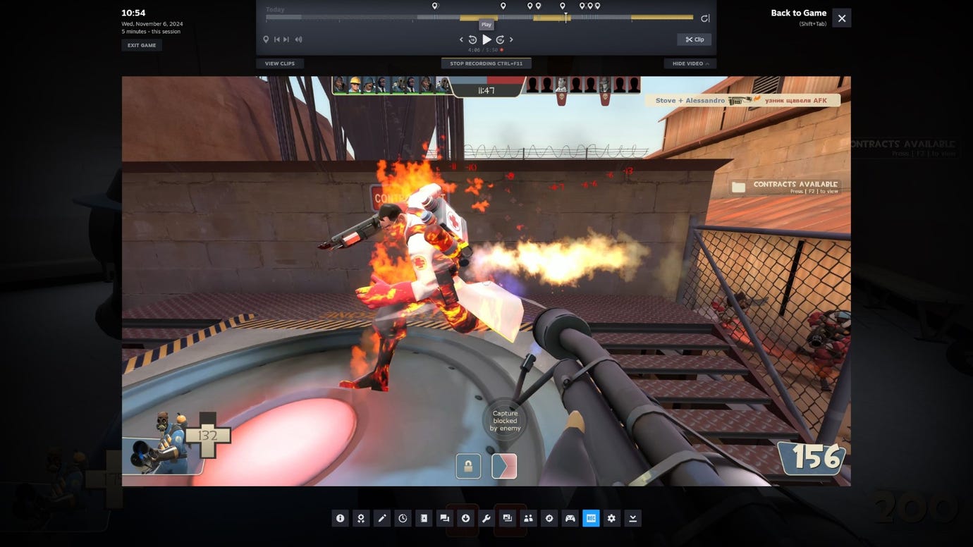 Пользовательский интерфейс наложения для использования записи игр Steam в режиме записи вручную.
