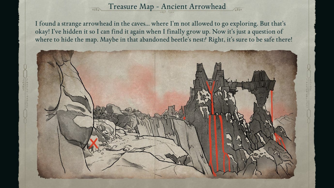 The Teasure Map for the Ancient Arrowhead in Avowed.