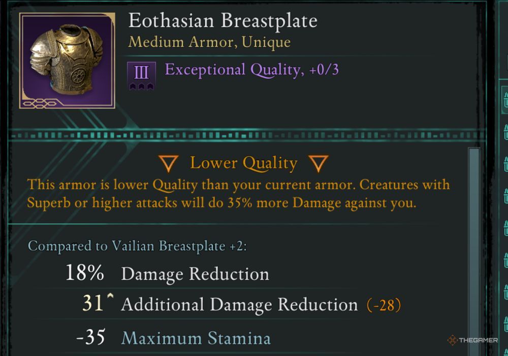 Avowed Eothasian Breastplate unique item description