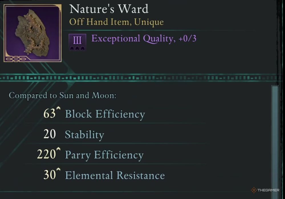 Avowed Nature's Ward unique item description.