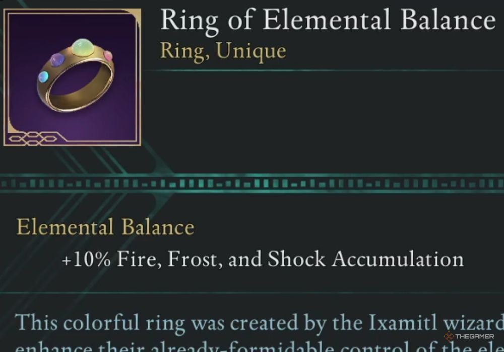 Ring of Elemental Balance - уникальное описание предмета.