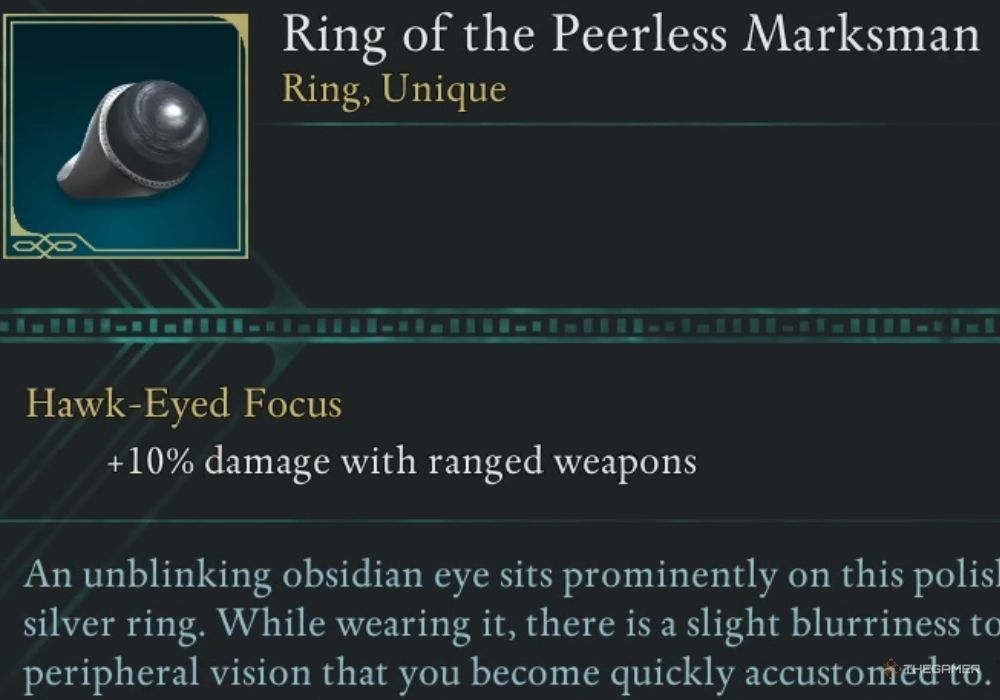 Ring of the Peerless Marksman - уникальное описание предмета.