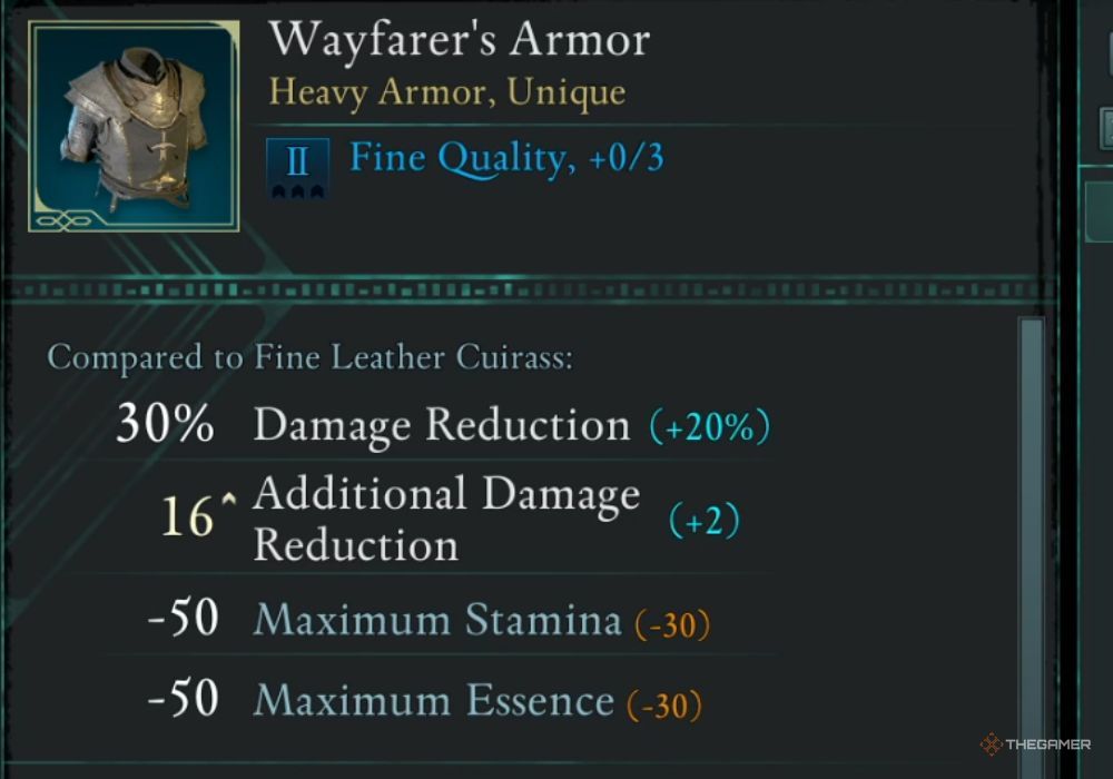 Avowed Wayfarer's Armor unique item description