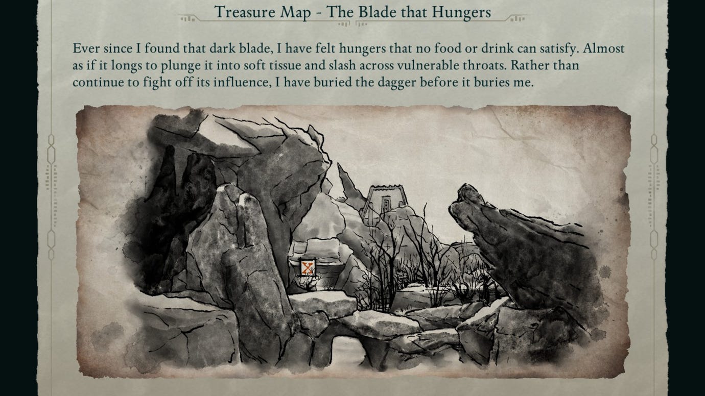 The Teasure Map for the Blade That Hungers in Avowed.