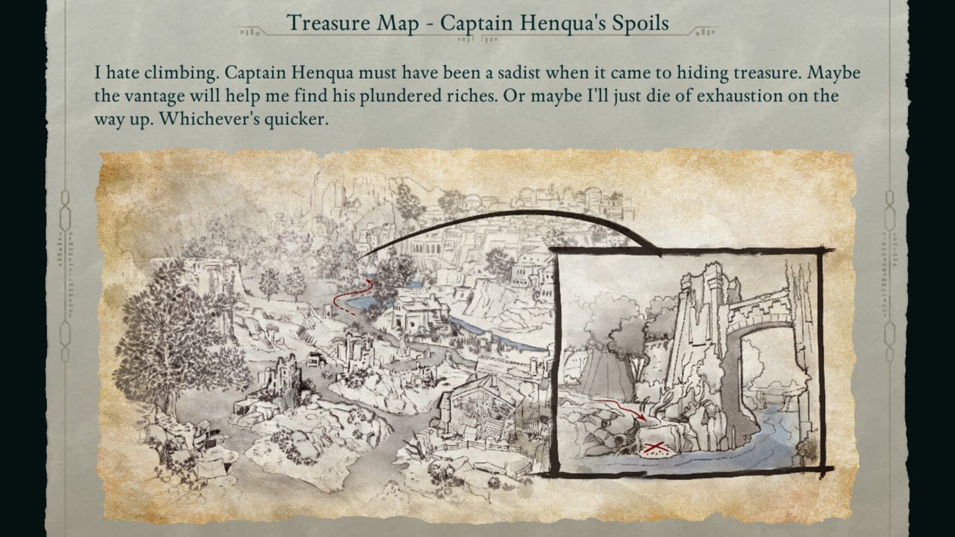 The Teasure Map for Captain Henqua's Spoils in Avowed.