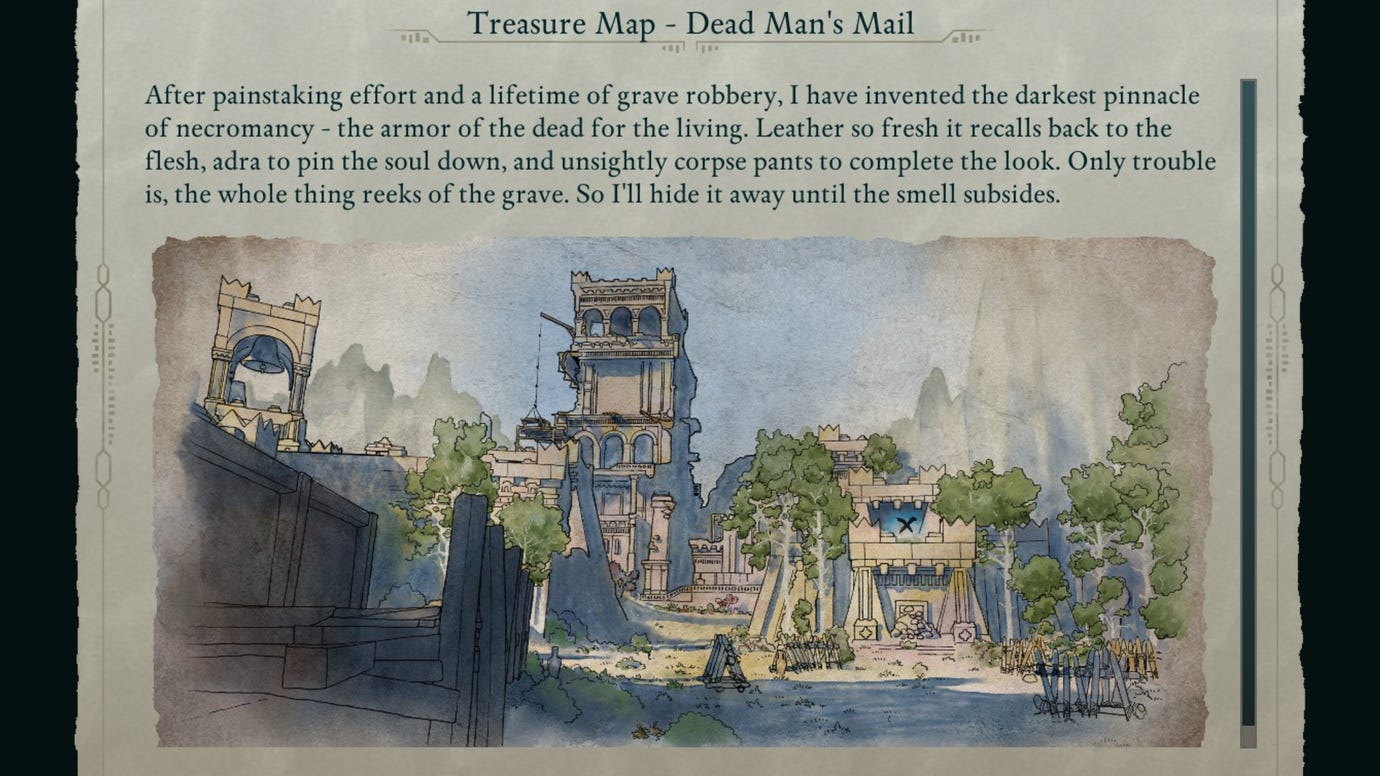 The Teasure Map for Dead Man's Mail in Avowed.