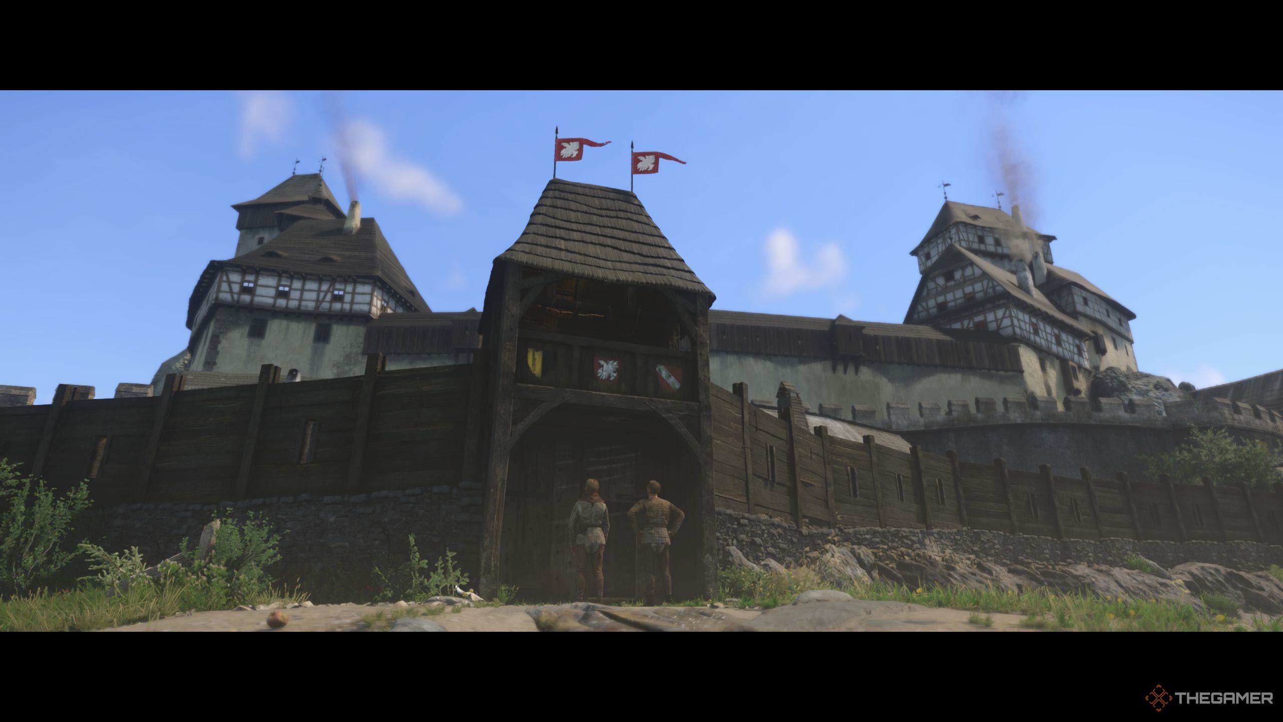 Henry and Hans standing in front of the Trovsky Castle.