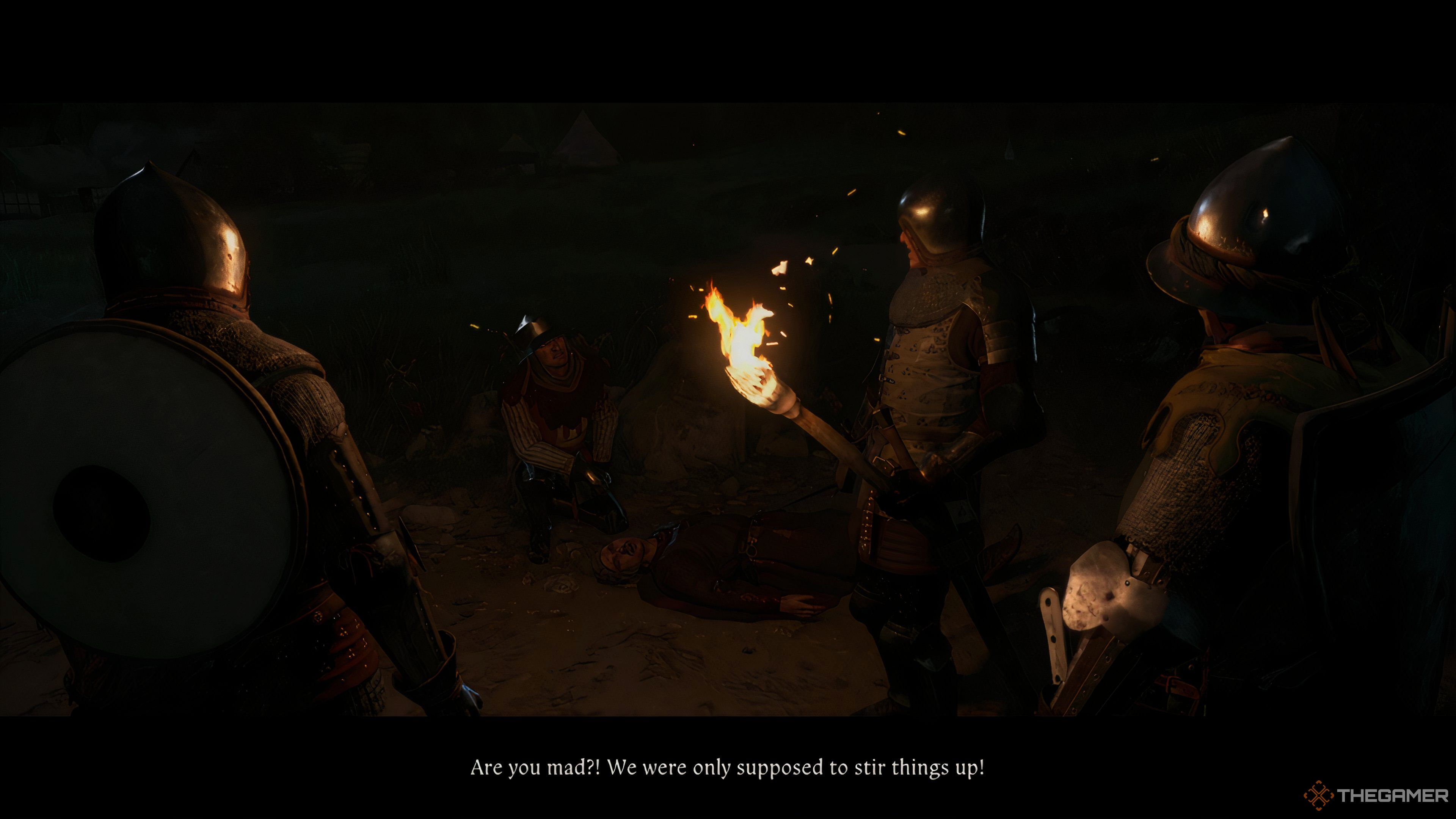 Henry talking after Dry Devil kills a villager in Kingdom Come: Deliverance 2.