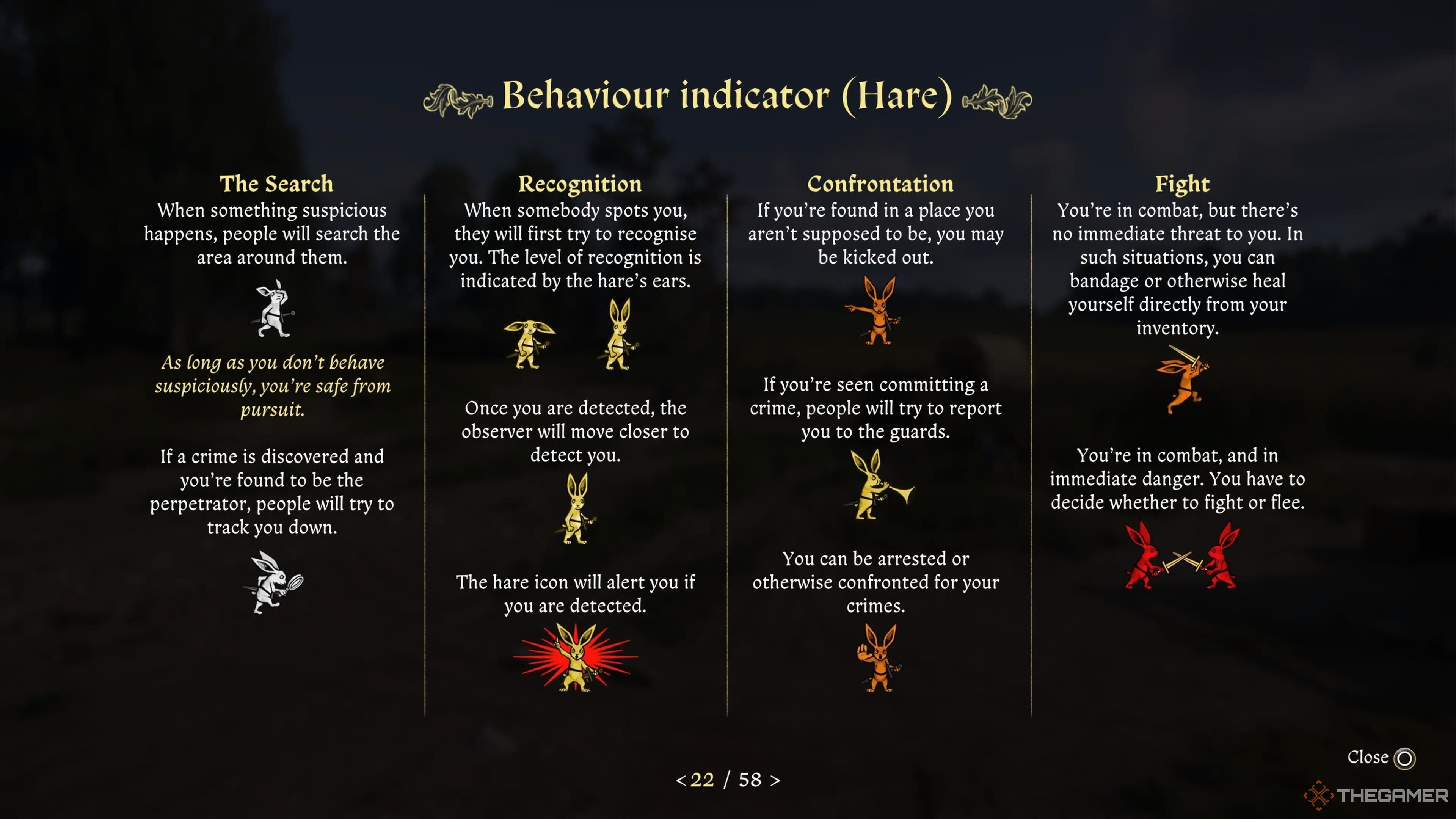 The menu showing all Behaviour Indicators in Kingdom Come: Deliverance 2.