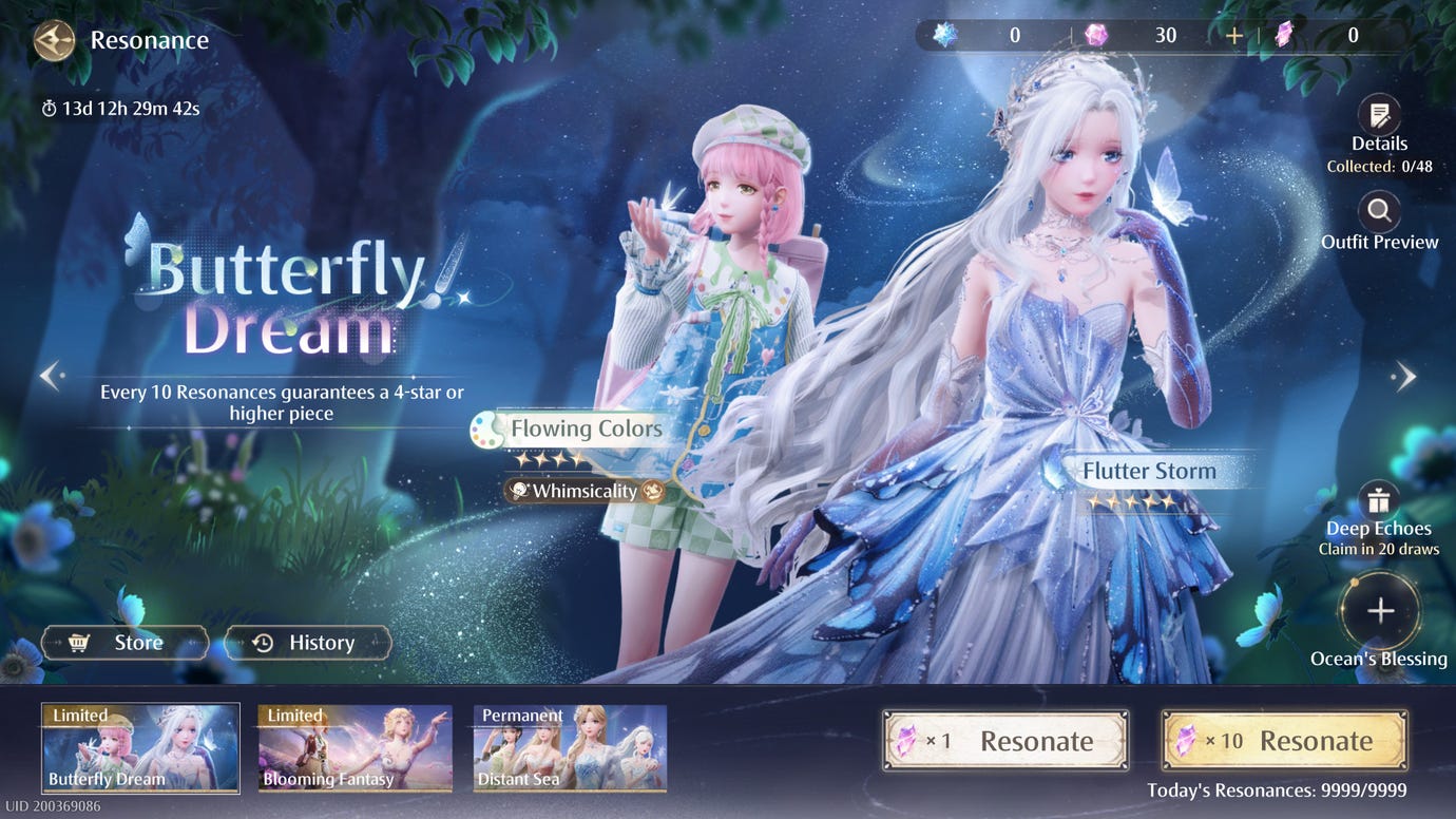 Заставка баннера «Бабочкин сон» в Infinity Nikki 1.0.