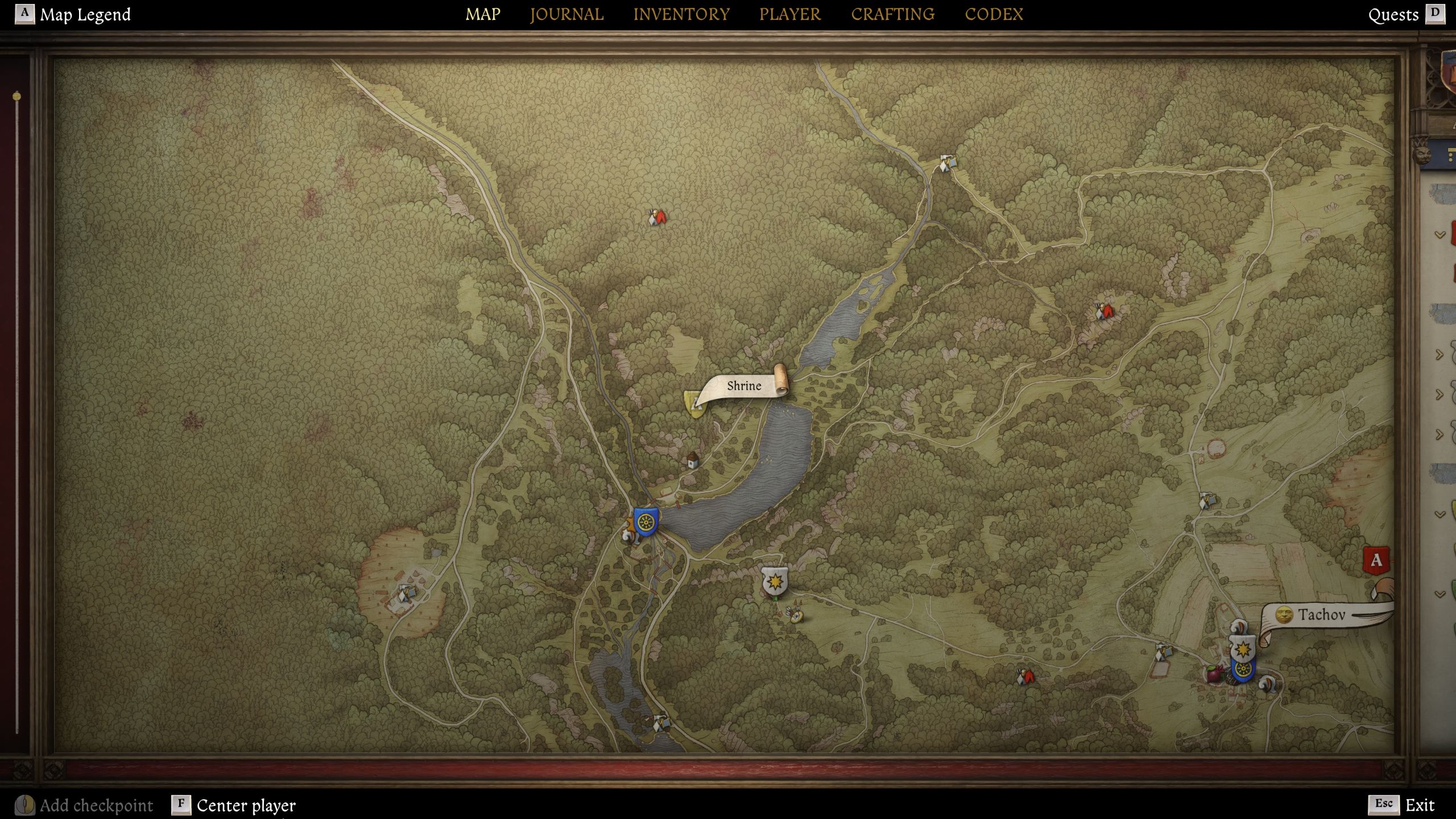 Map picture showing the location of the shrine where the play need to pray- Kingdom Come Deliverance 2