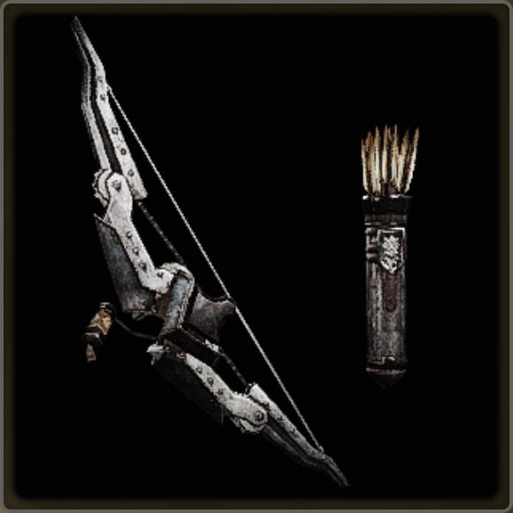 A close-up of a weapon in Monster Hunter Wilds against a black background.
