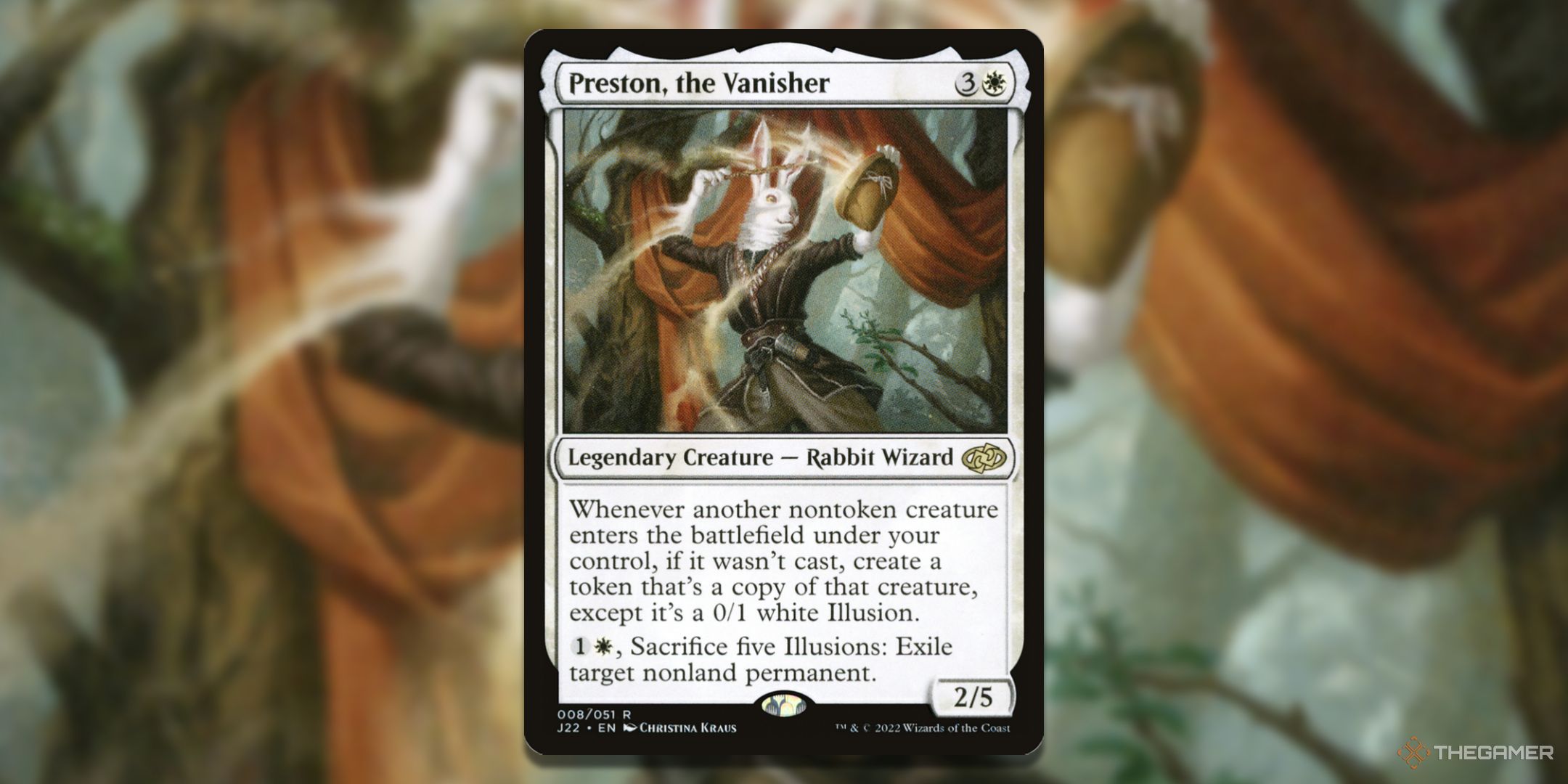 Preston, the Vanisher card with the card art in the background.