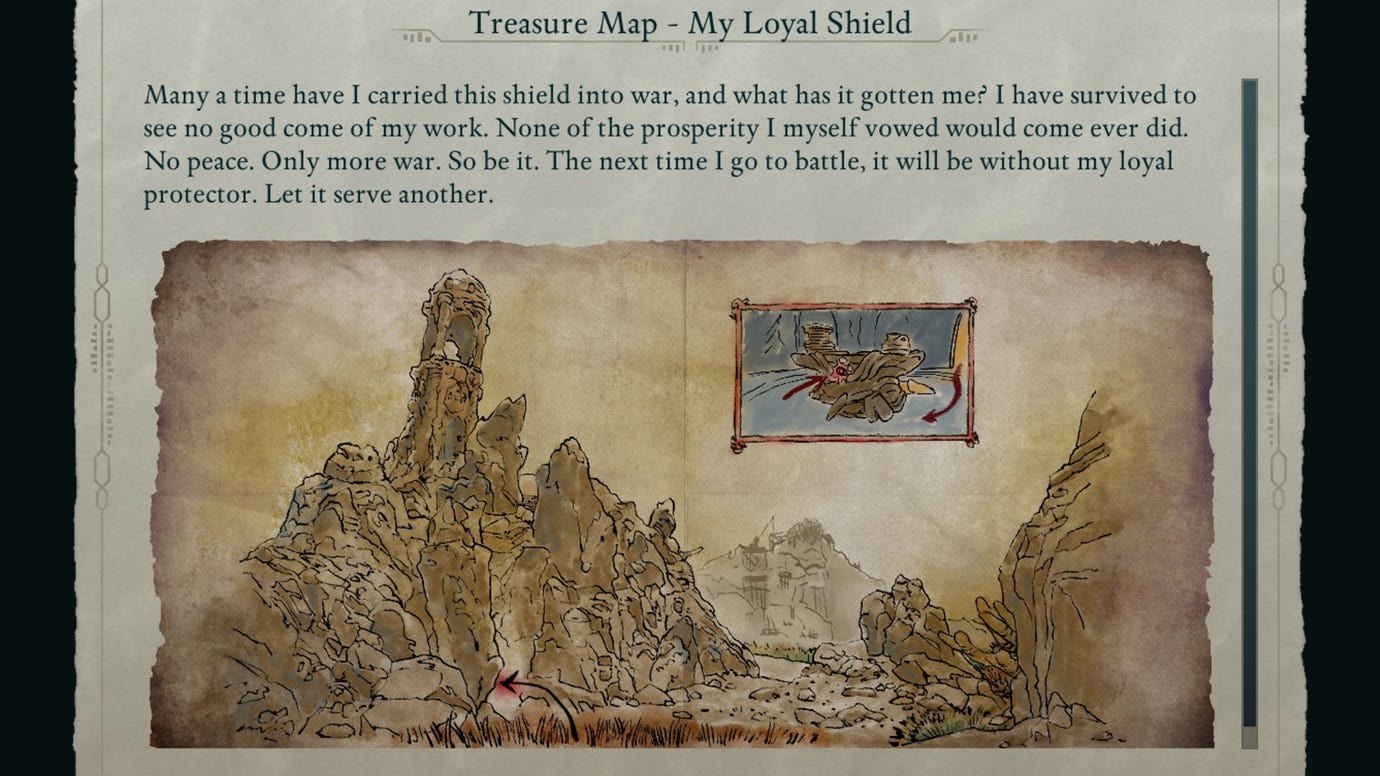 The Teasure Map for My Loyal Shield in Avowed.