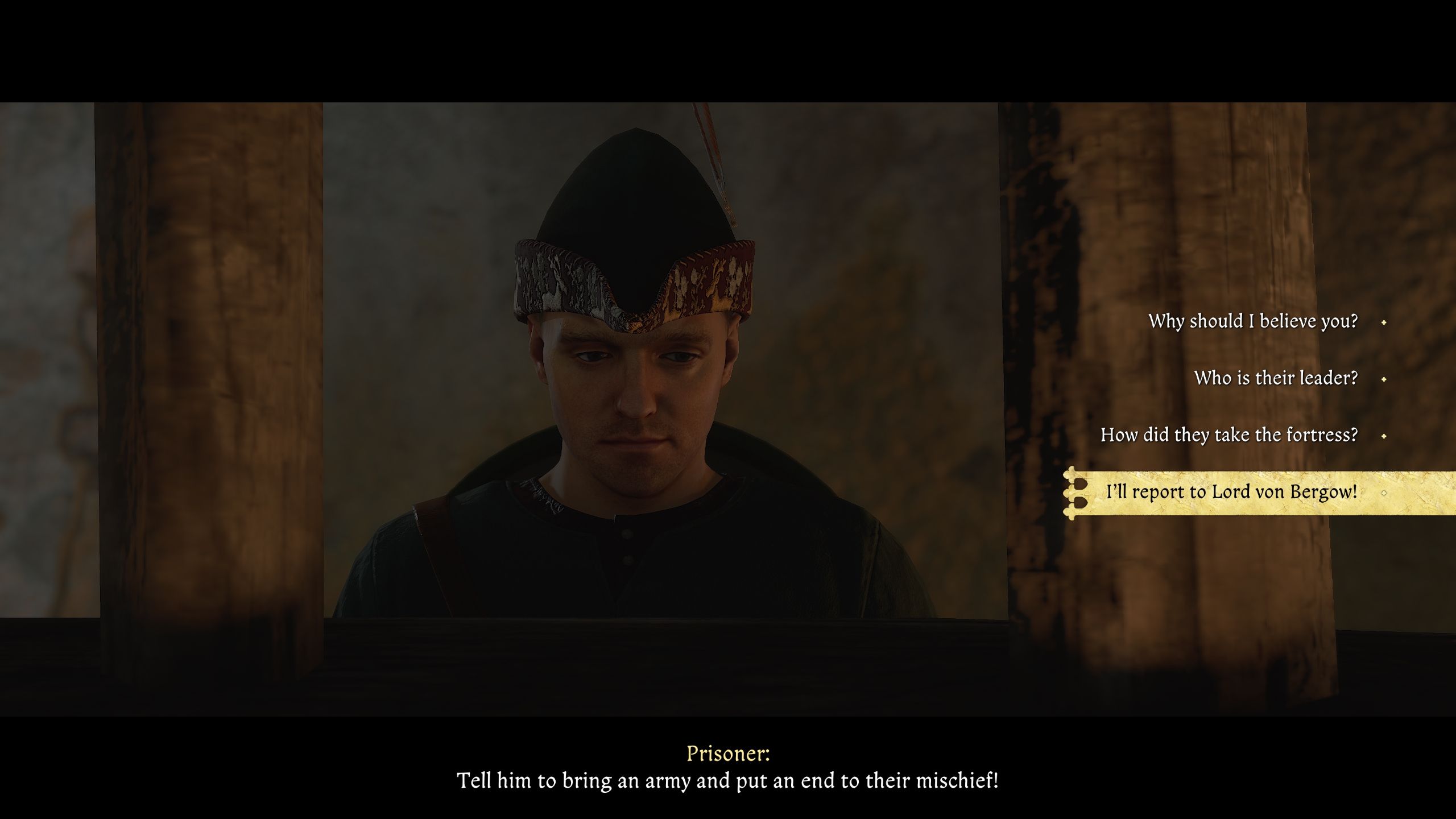 Player will have to decide what to tell the prisoner - Kingdom Come Deliverance 2