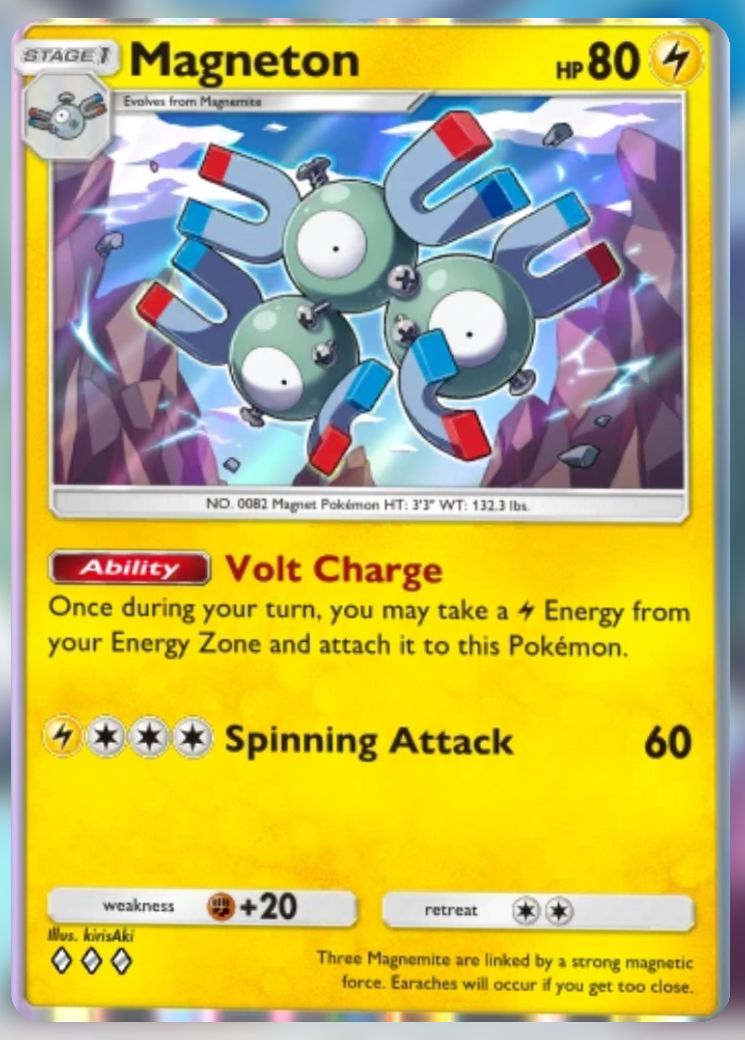 The Magneton card from Pokemon Pocket's Genetic Apex: Pikachu.