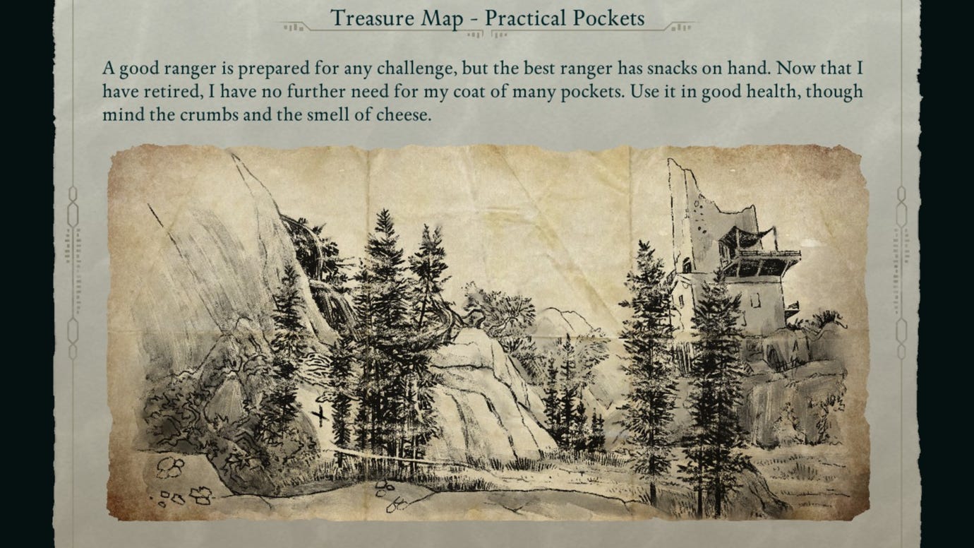 The Teasure Map for Practical Pockets in Avowed.