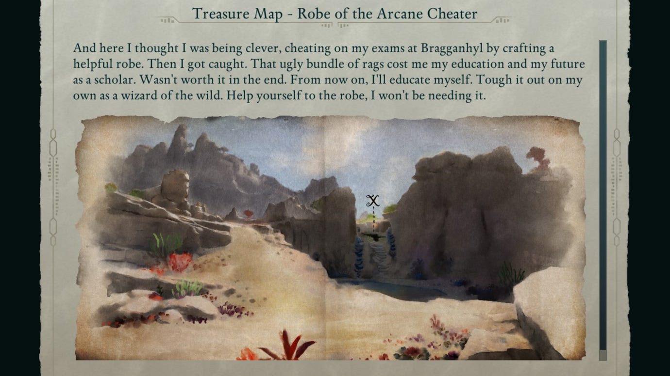 The Teasure Map for the Robe of Arcane Cheater in Avowed.