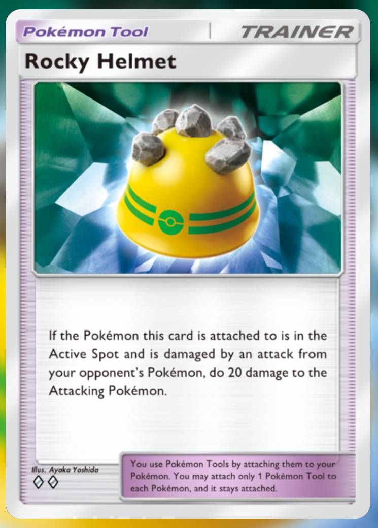The Rocky Helmet card, from Space-Time Smackdown in Pokemon TCG Pocket.