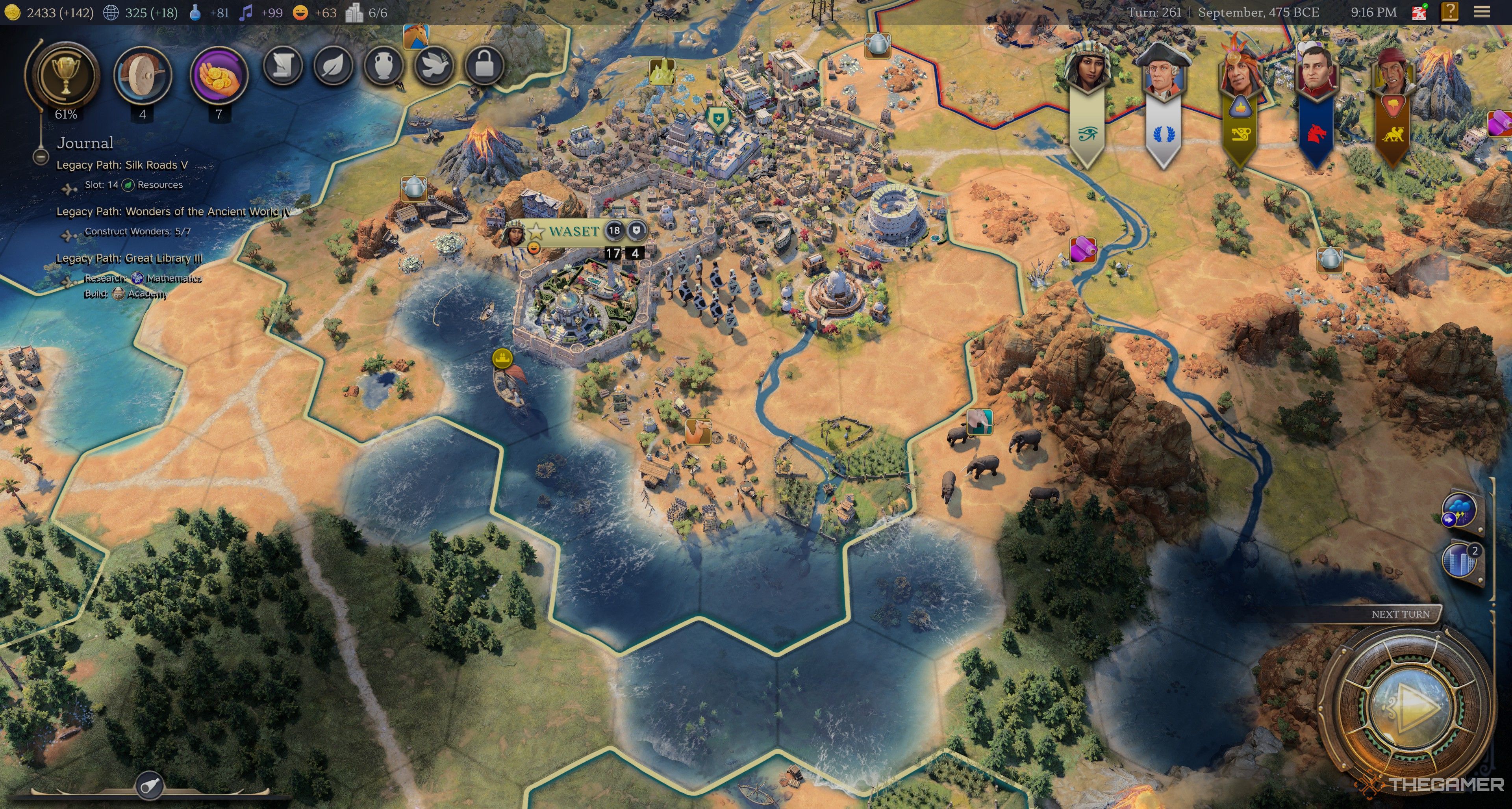 Waset in Civilization 7 along a river