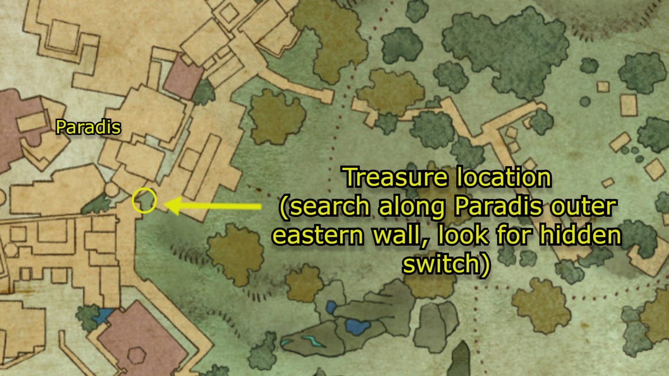 The location of the Woedica's Inheritance treasure in Avowed.