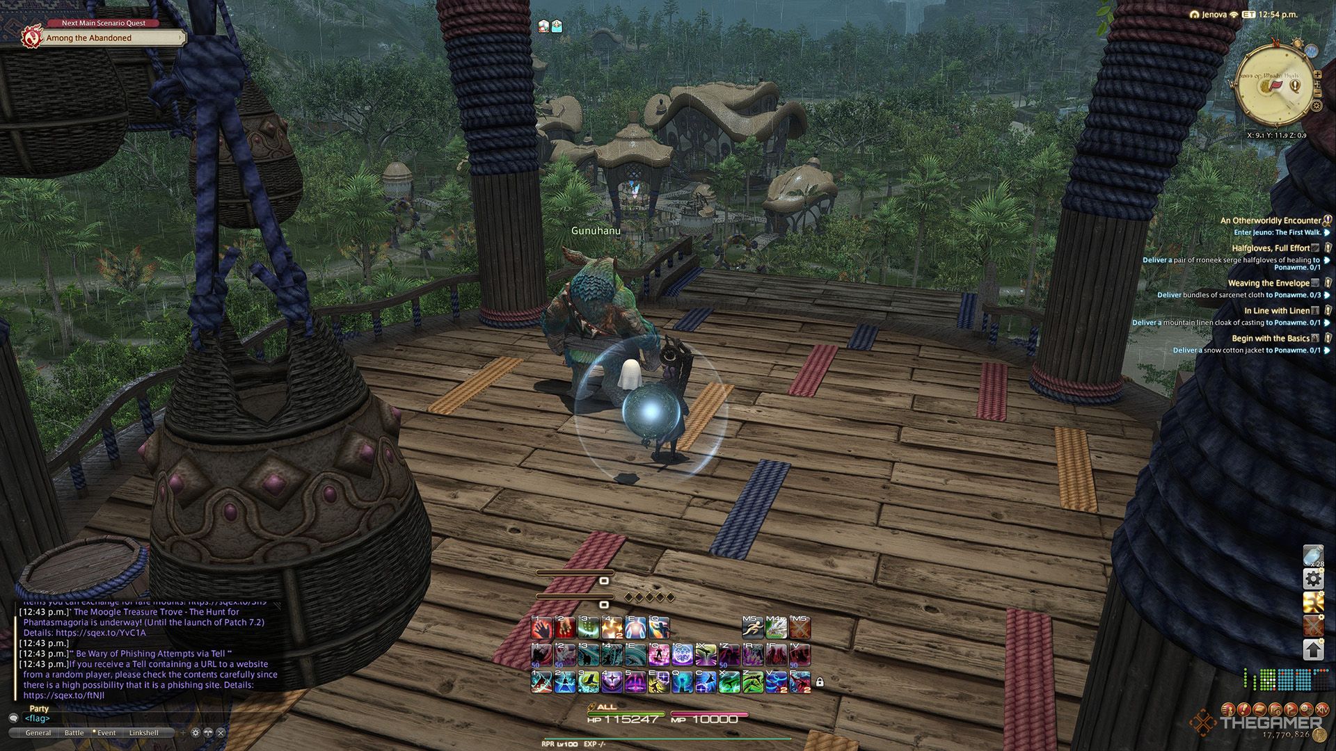 A player standing at a Sightseeing Log location in Final Fantasy 14.