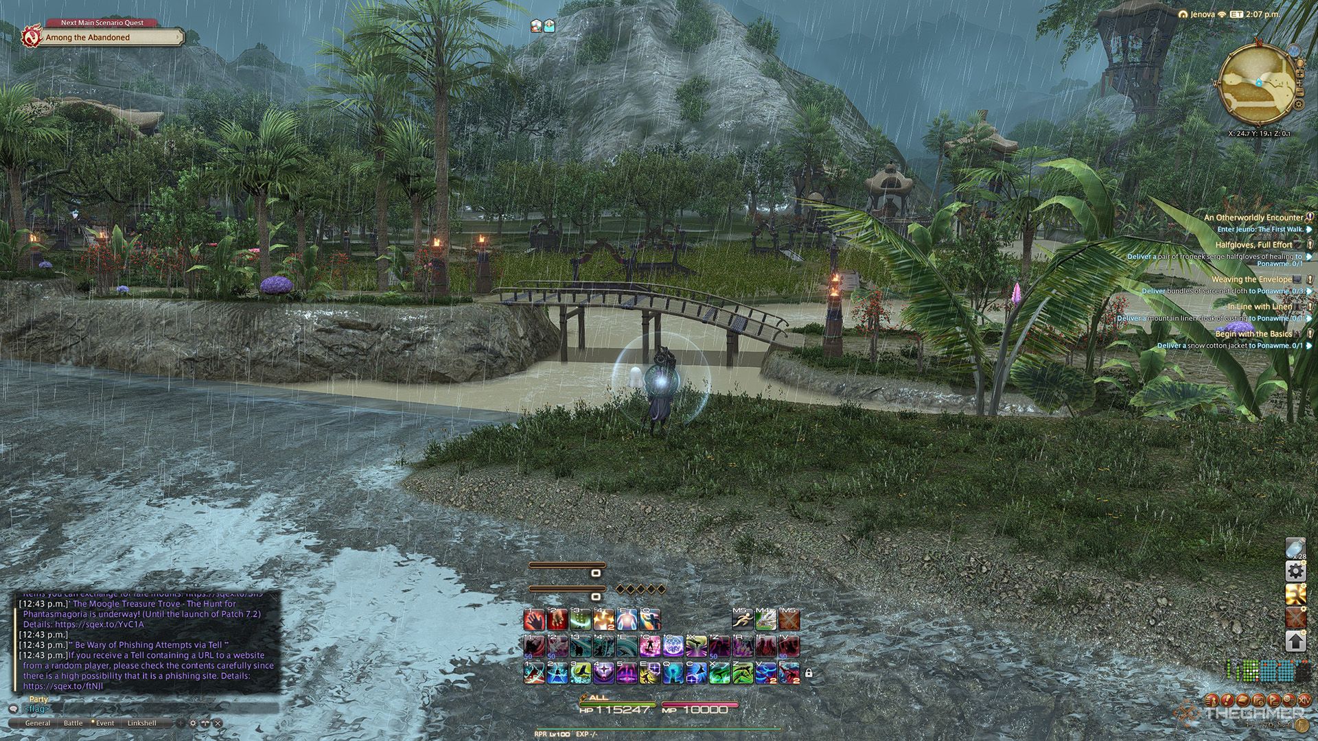 A player standing at a Sightseeing Log location in Final Fantasy 14.