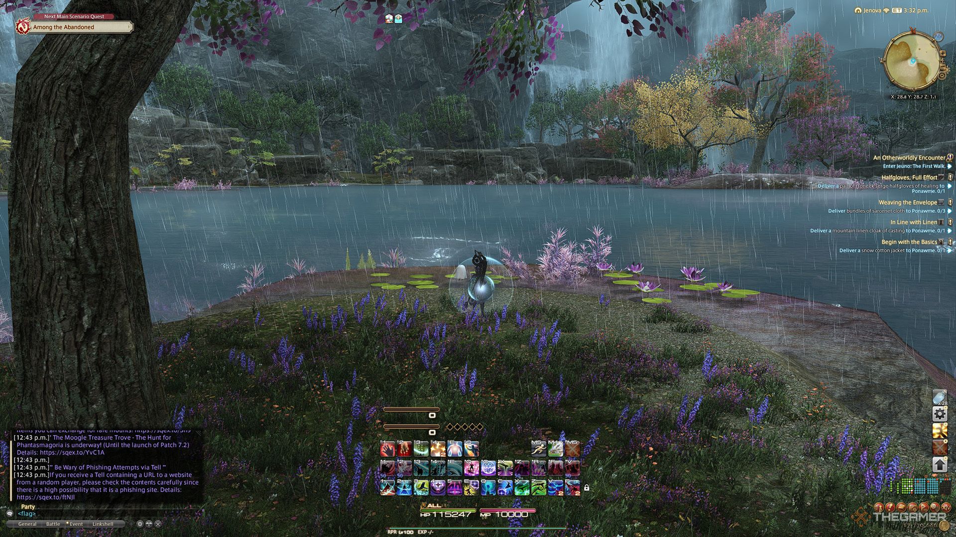 A player standing at a Sightseeing Log location in Final Fantasy 14.