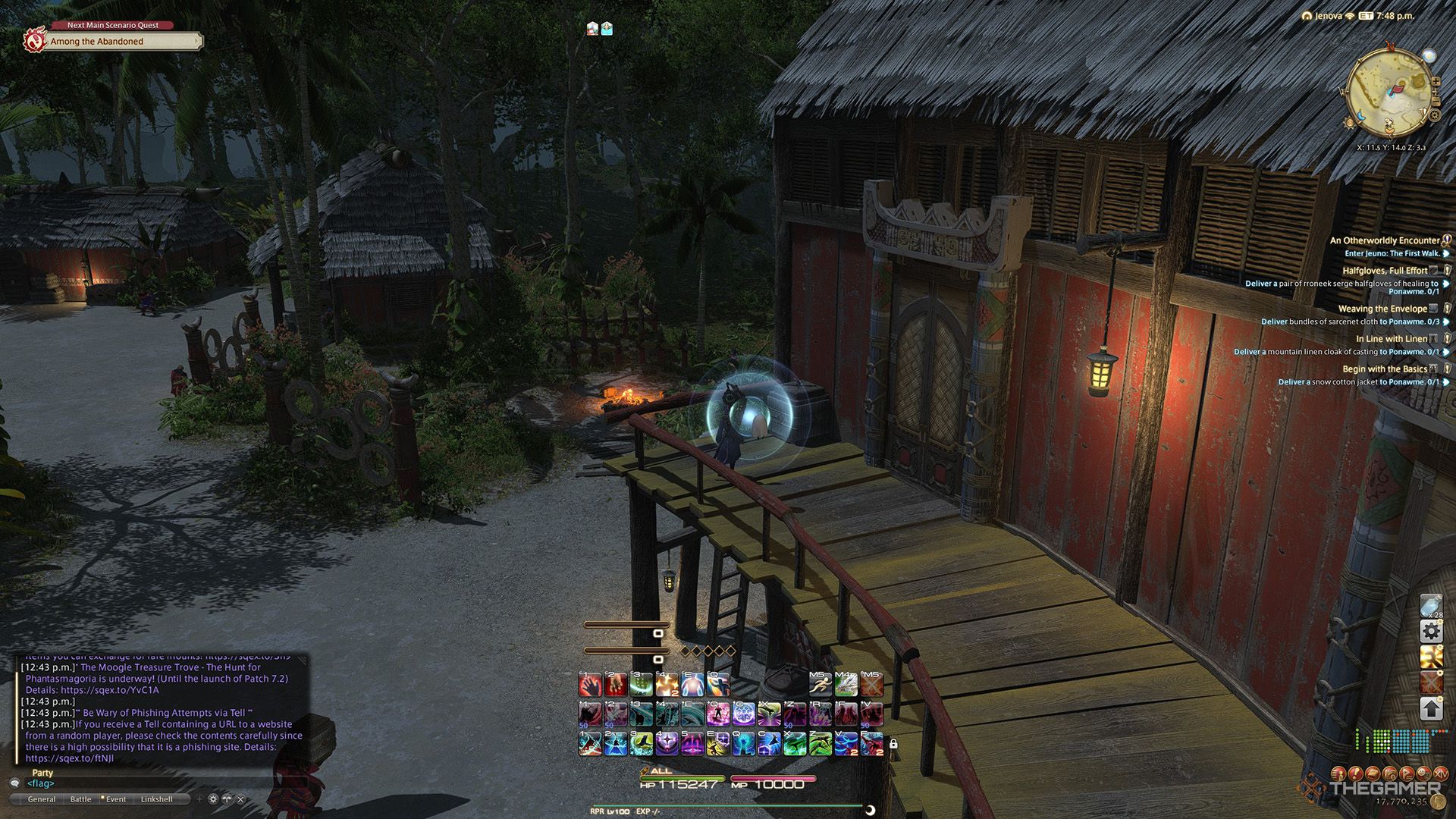 A player standing at a Sightseeing Log location in Final Fantasy 14.