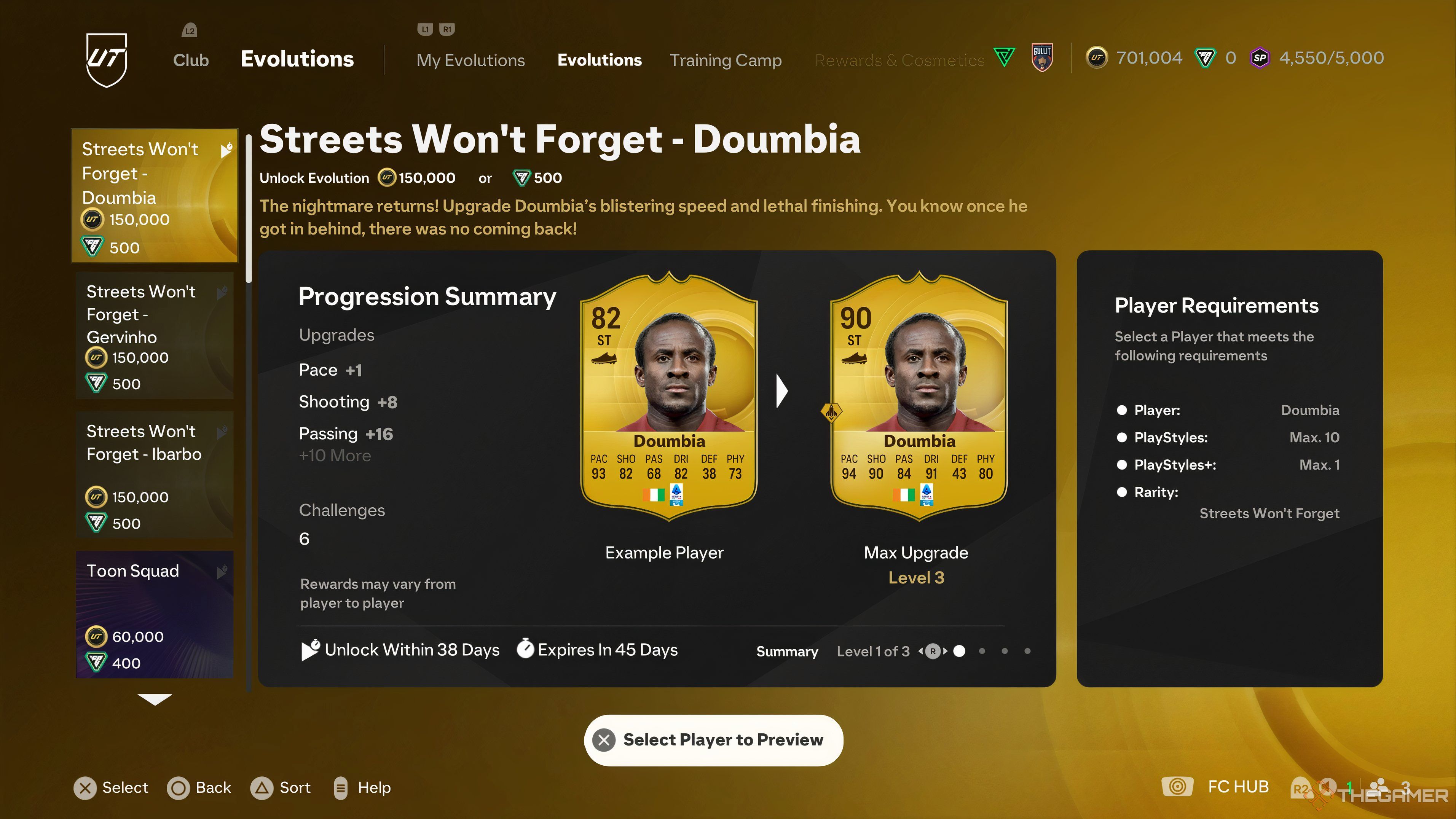 Progression summary of Doumbia in EA Sports FC 25.