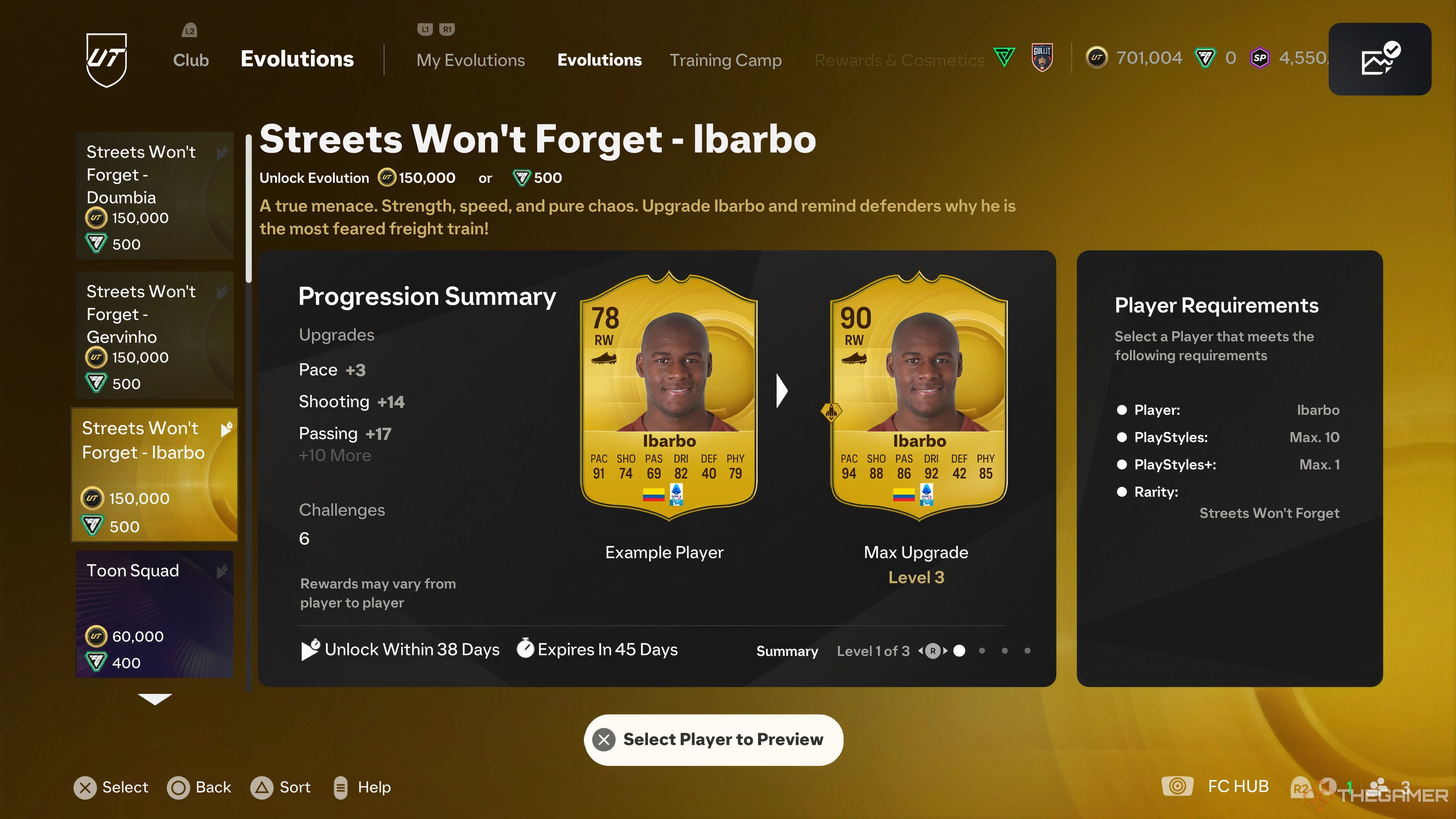 Progression summary of Ibarbo in EA Sports FC 25.