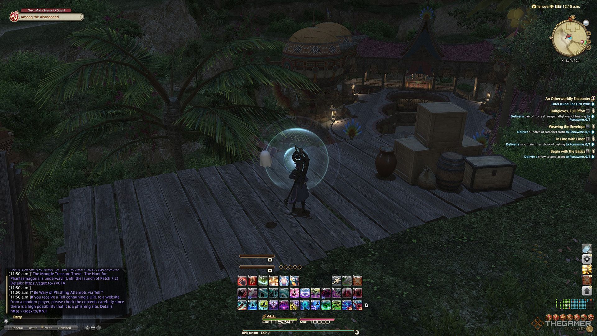 A player standing at a Sightseeing Log location in Final Fantasy 14.