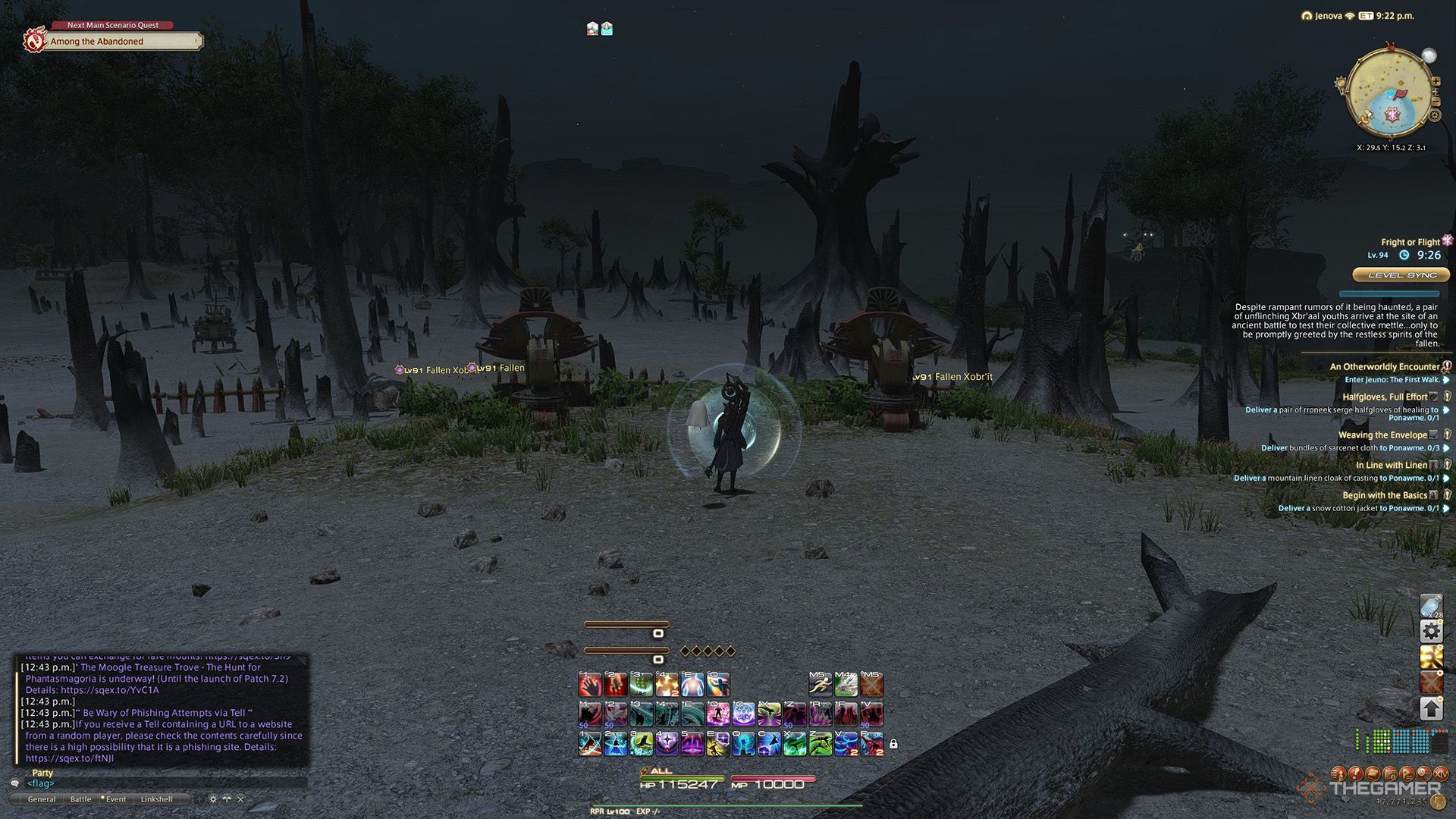 A player standing at a Sightseeing Log location in Final Fantasy 14.