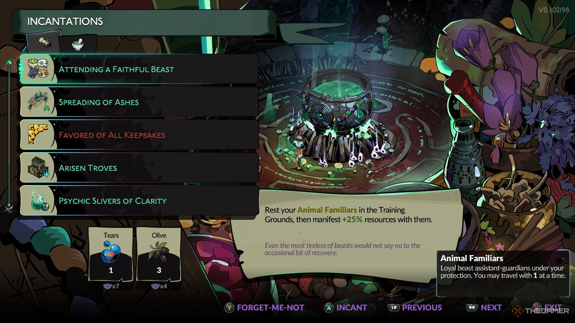 Melinoe prepares to cast an incantation to Rest familiars for more resources in Hades 2.