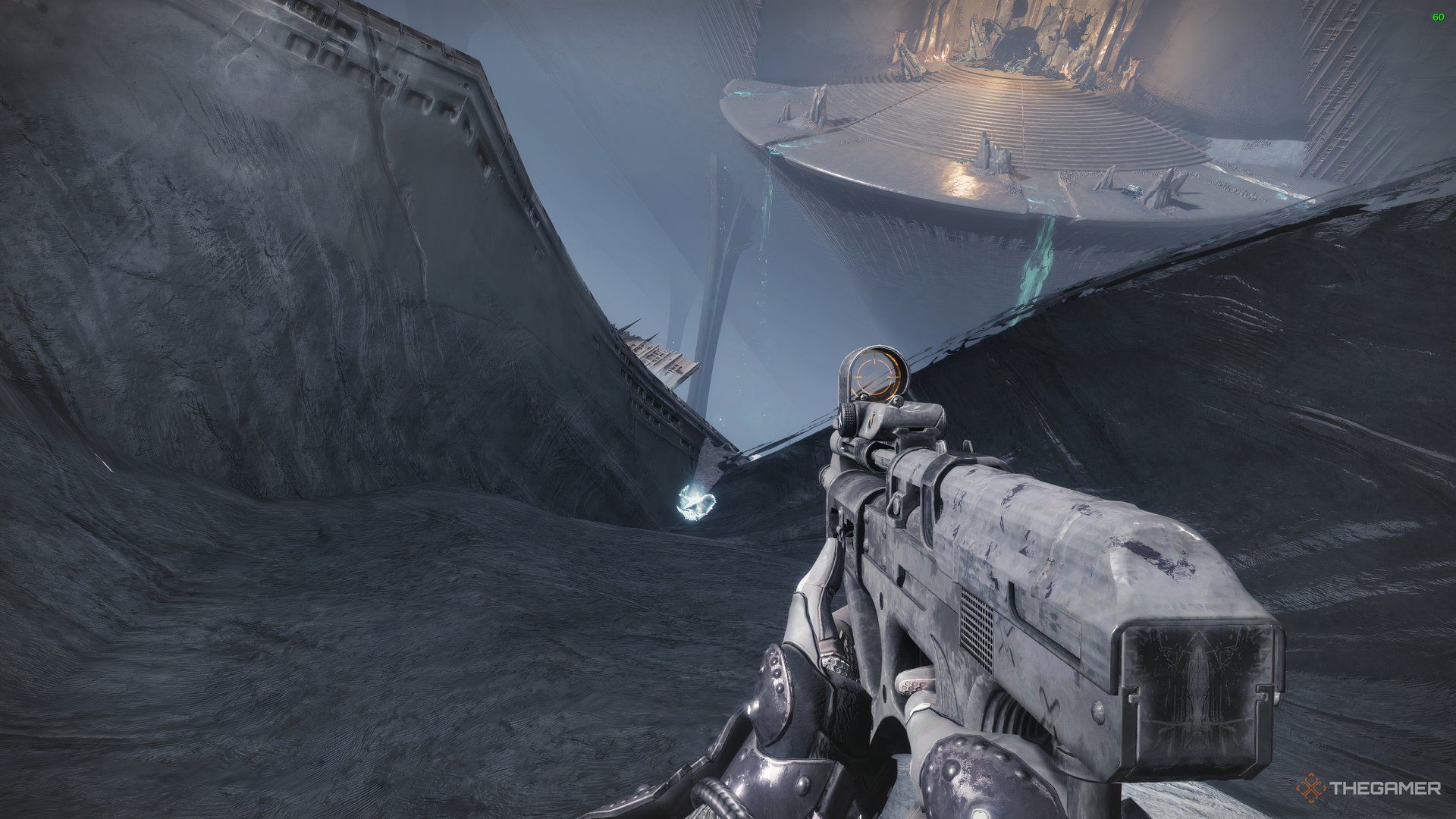 The second Tithed Wormspawn hidden in a crevice on the opposite side of an isolated platform with waterfalls.