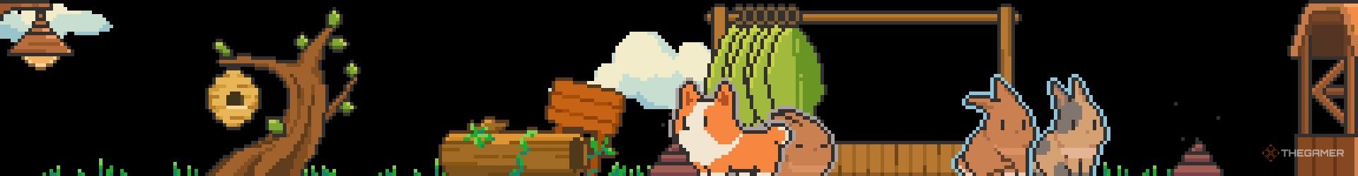 The animals are on the screen in Tiny Pasture.