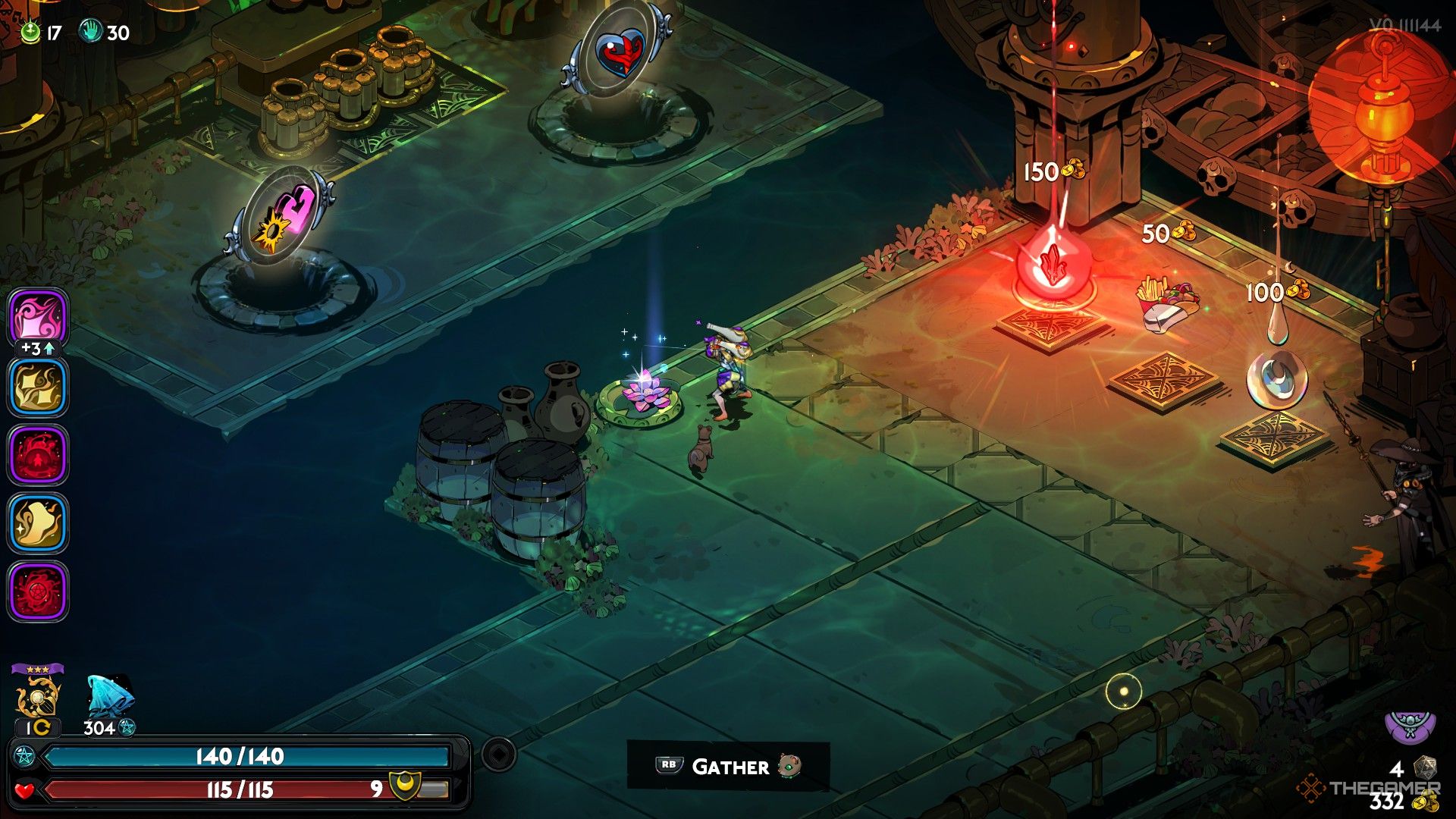 Melinoe harvests a piece of Lotus in Oceanus in Hades 2.