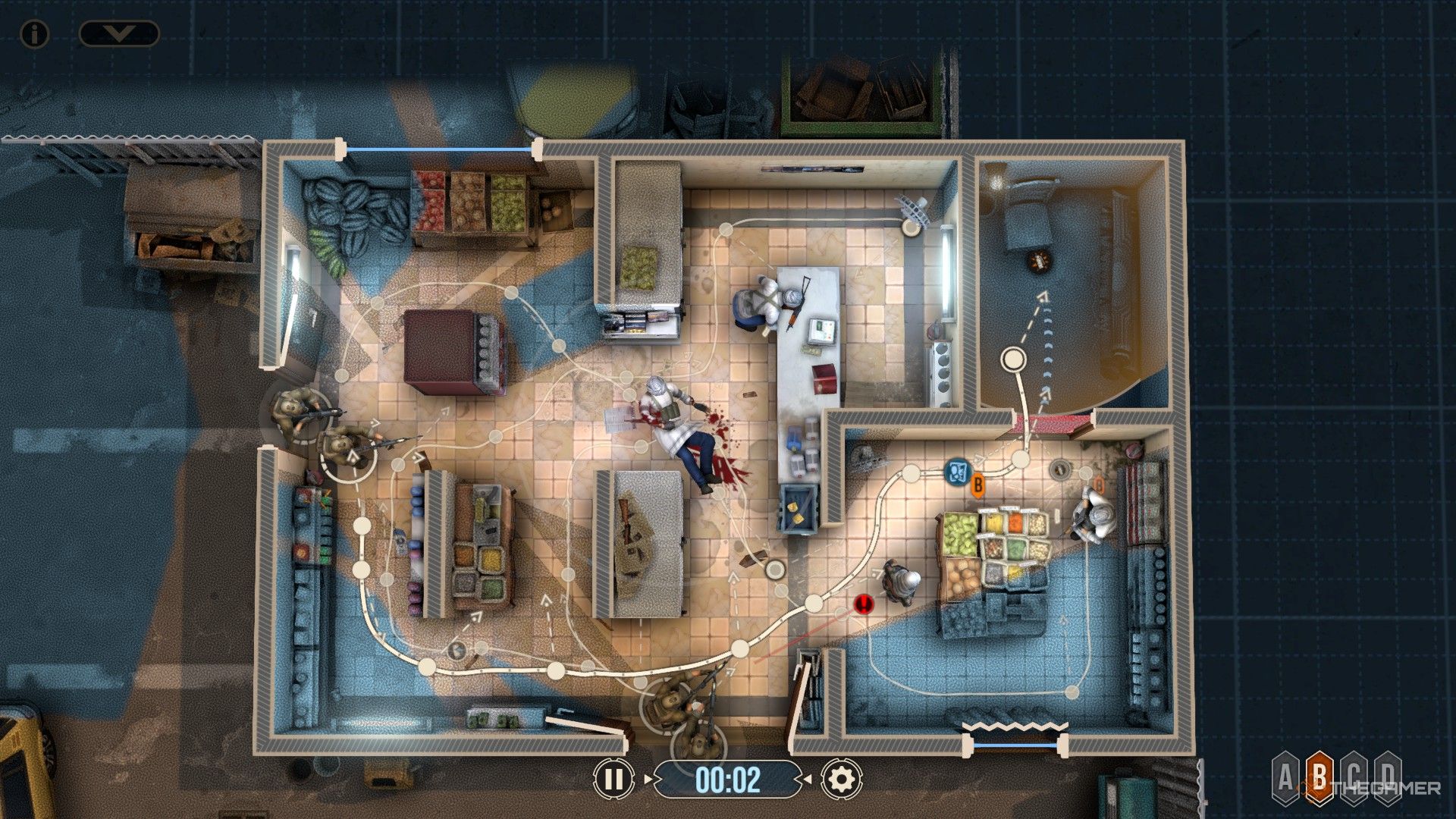 Door Kickers 2: Task Force North - The planned path of movement for two separate sqauds.