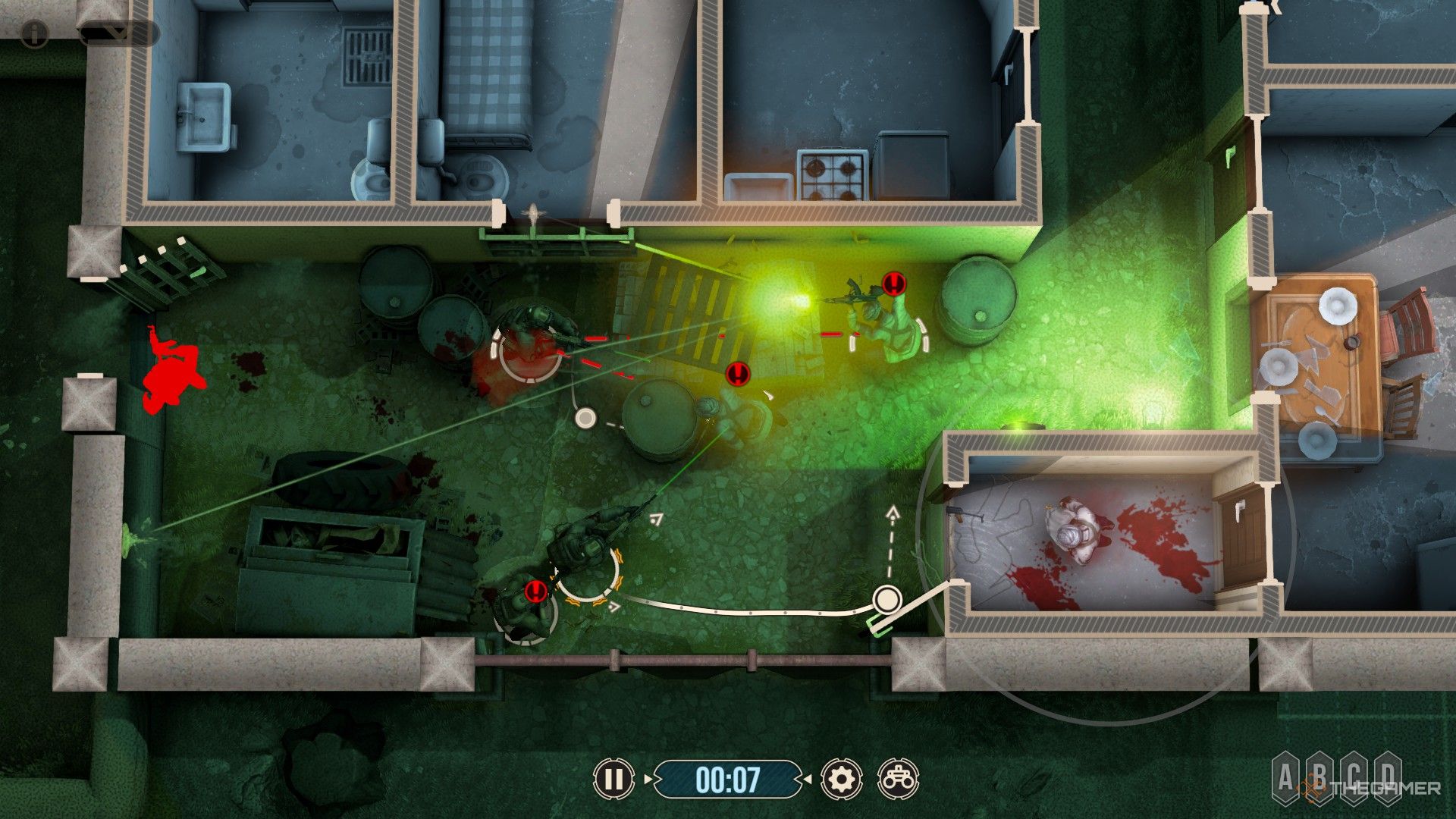 Door Kickers 2: Task Force North - Breaching through a single doorway with a full team.