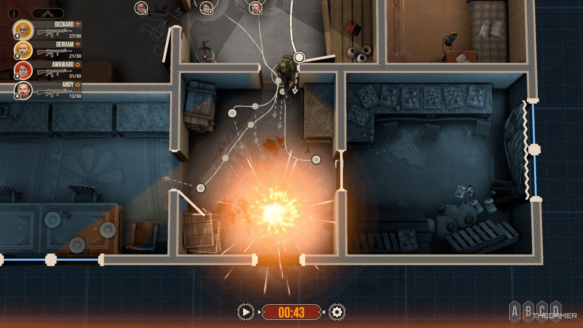 Door Kickers 2: Task Force North - A sqaud detonating an explosive trap.
