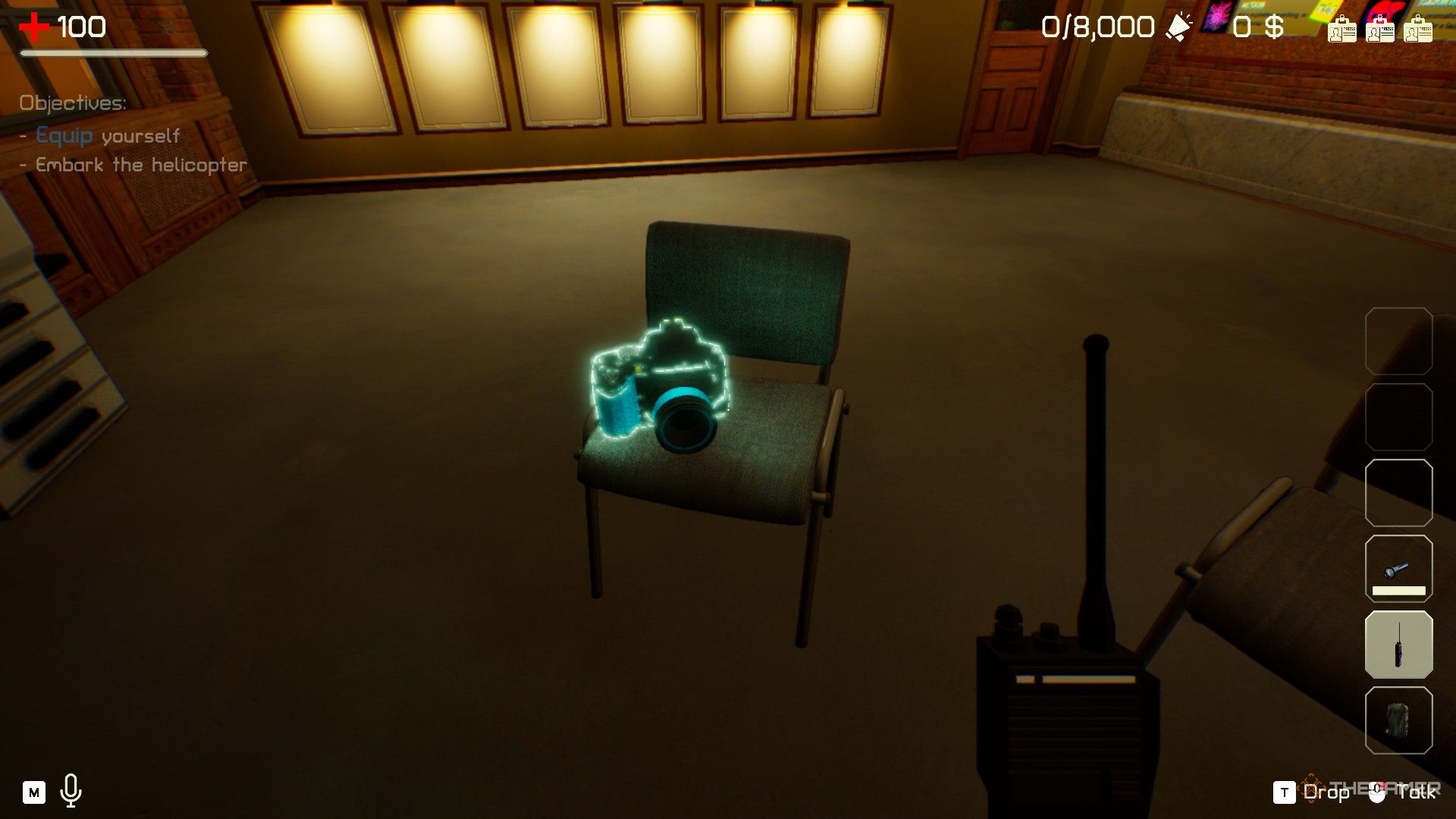 The Headliners: An SD upgraded camera perched on a chair in the hub.