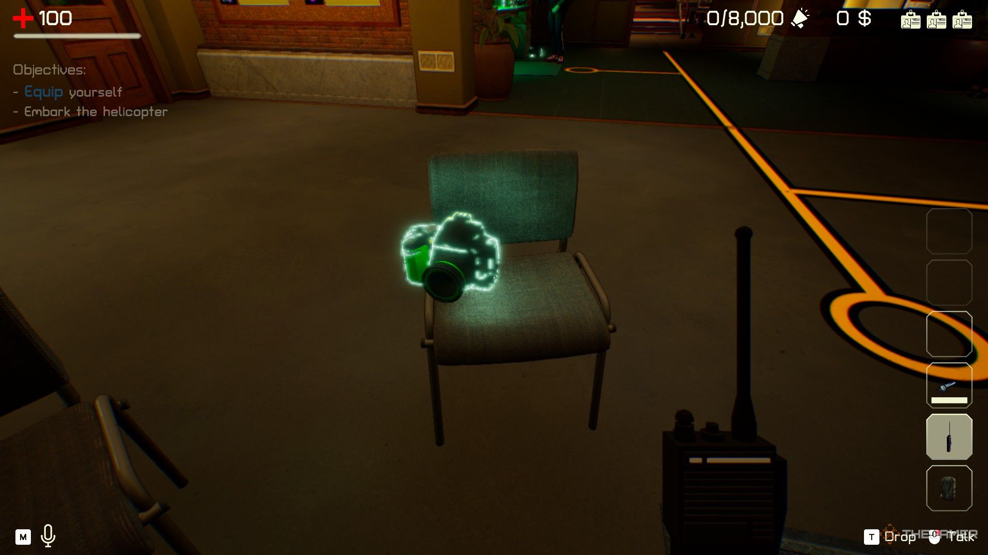 The Headliners: A basic camera sitting upon a chair in the hub.