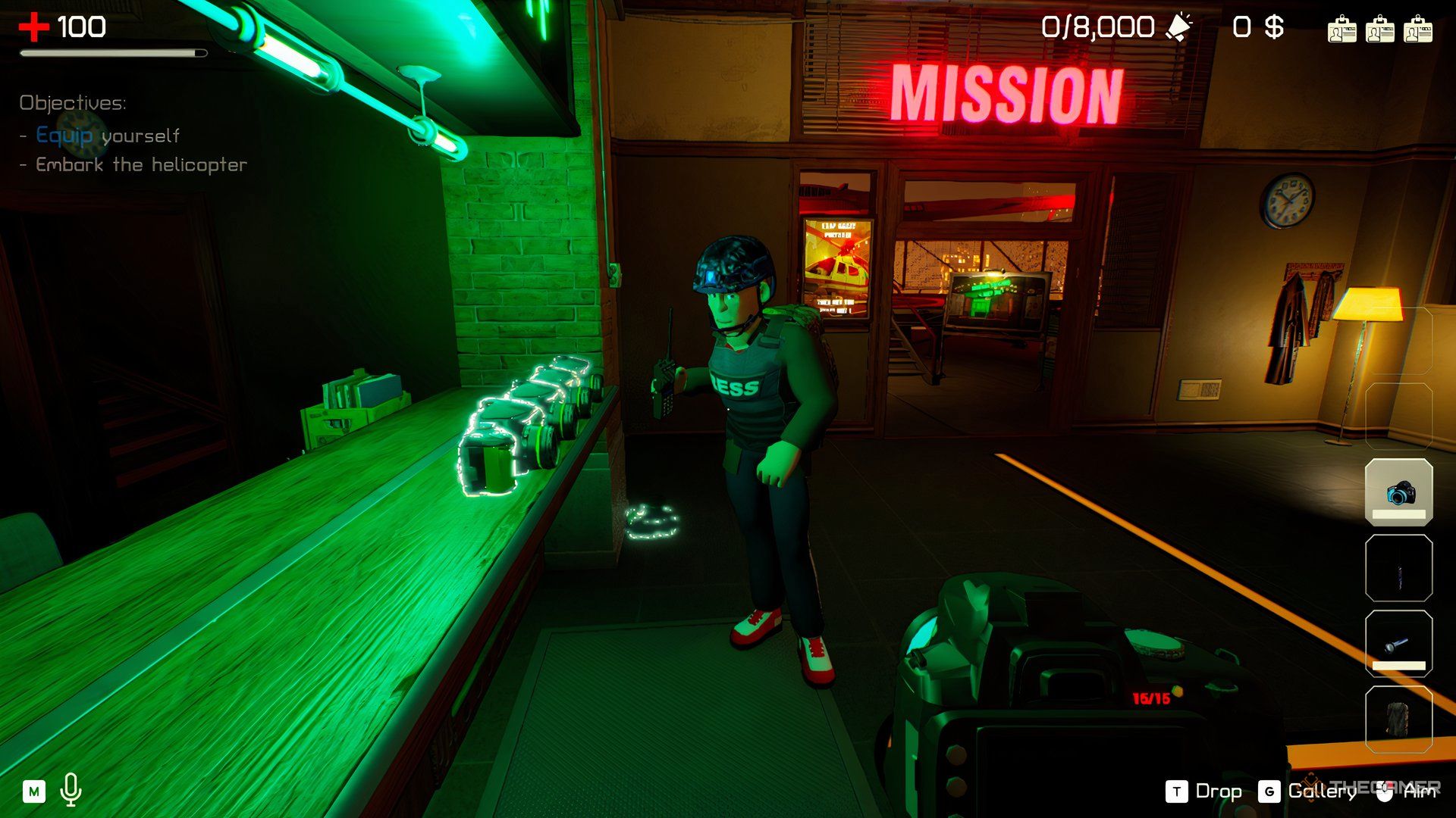The Headliners: A friendly player modelling the wearable items.