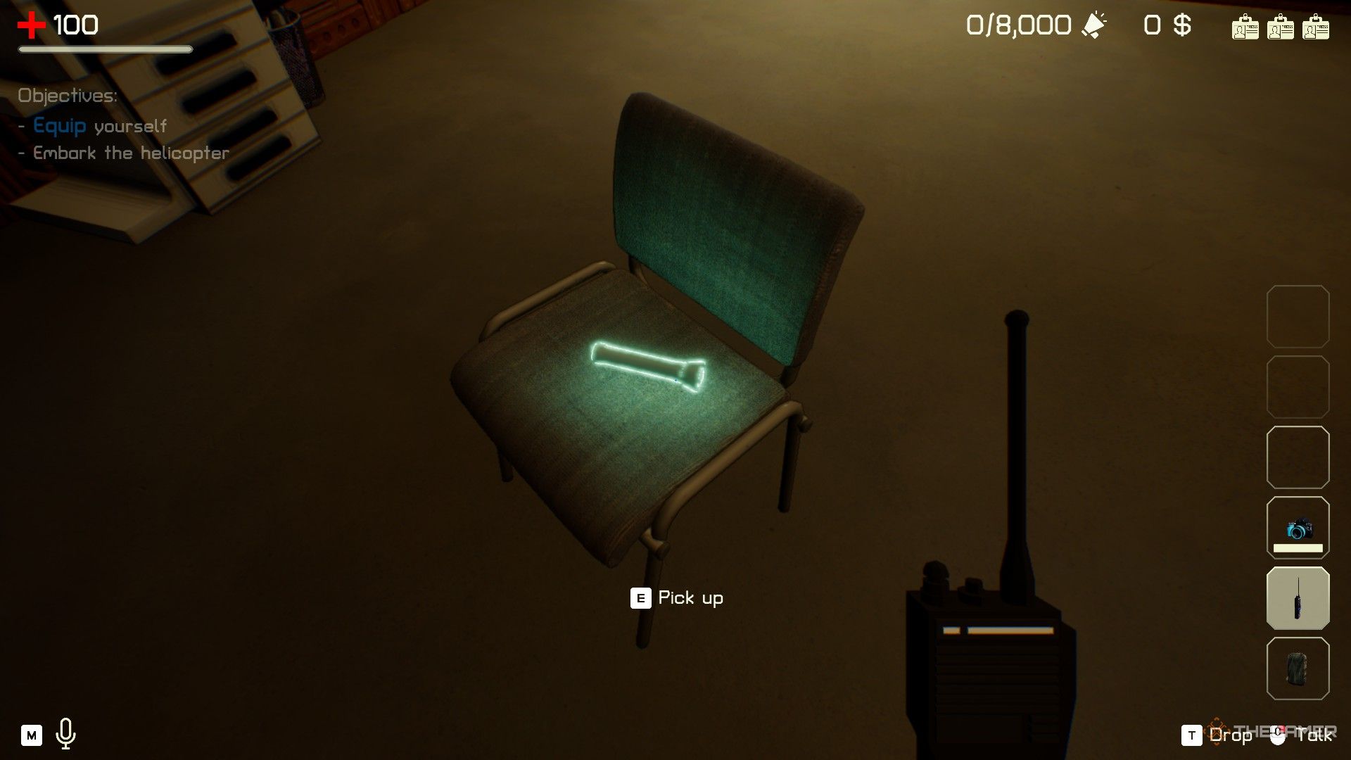 The Headliners: A cheap flashlight perched on top of a seat in the hub.