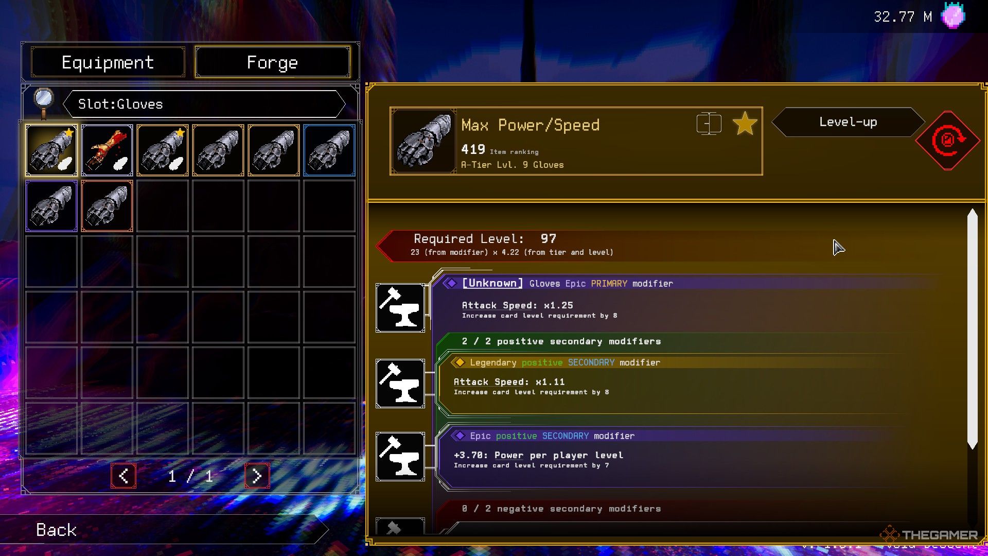 A legendary glove is crafted in rogue genesia that multiplies the wearers attack speed and power. 