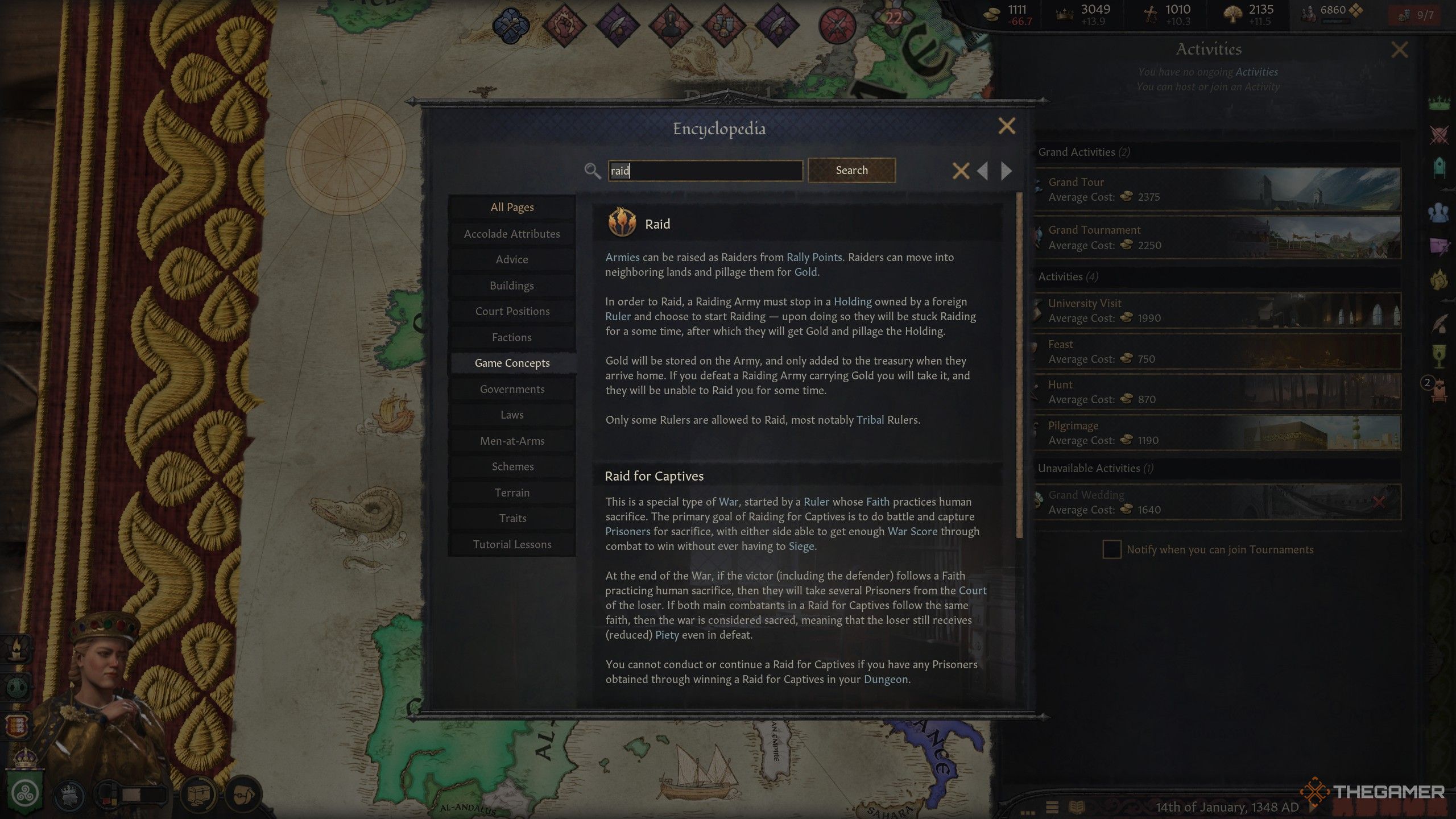 The description for raiding in crusader kings 3.