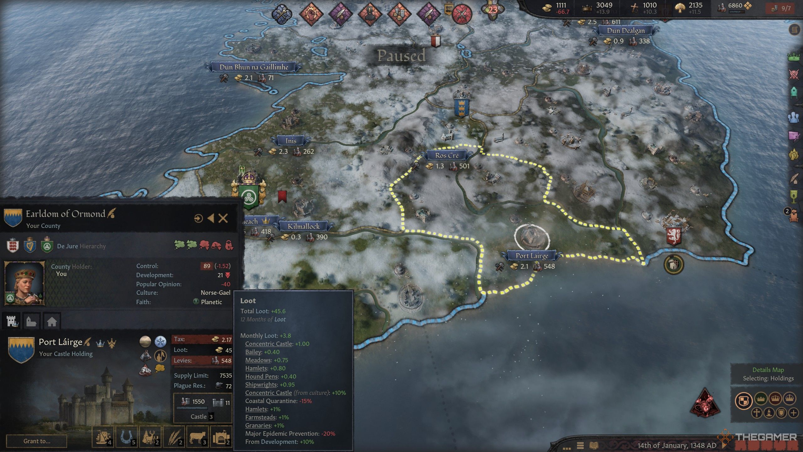 The loot of a holding shown in crusader kings 3.