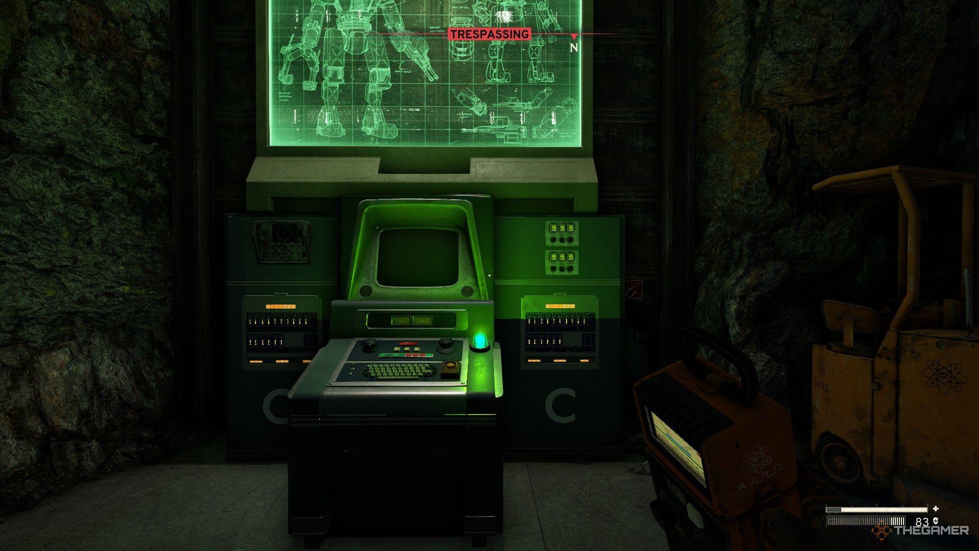 console c is activated, indicated by a green light, in the robotics lab area of the interchange in atomfall.